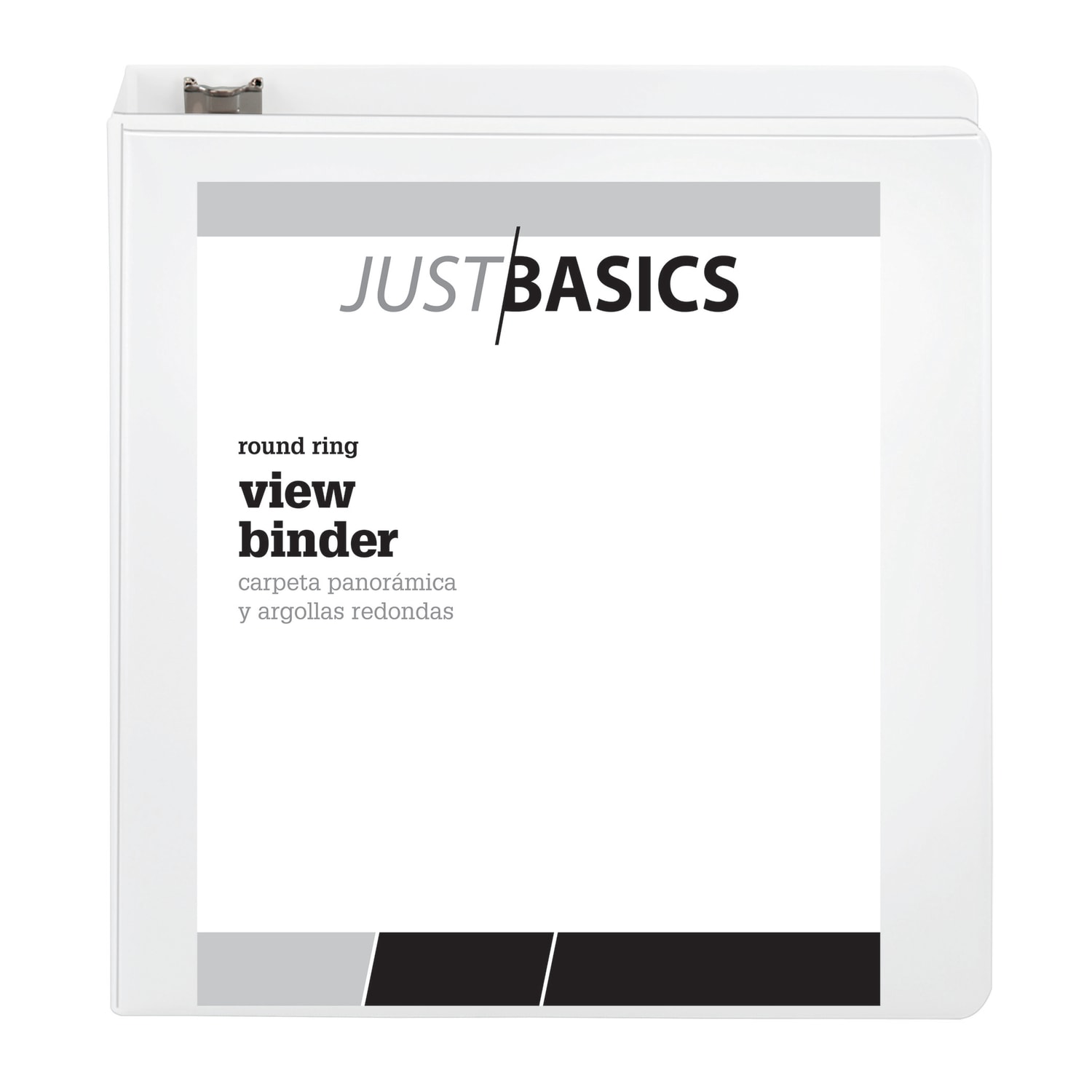 Just Basics Basic View 3-Ring Binder, 2in Round Rings, White - Image 4