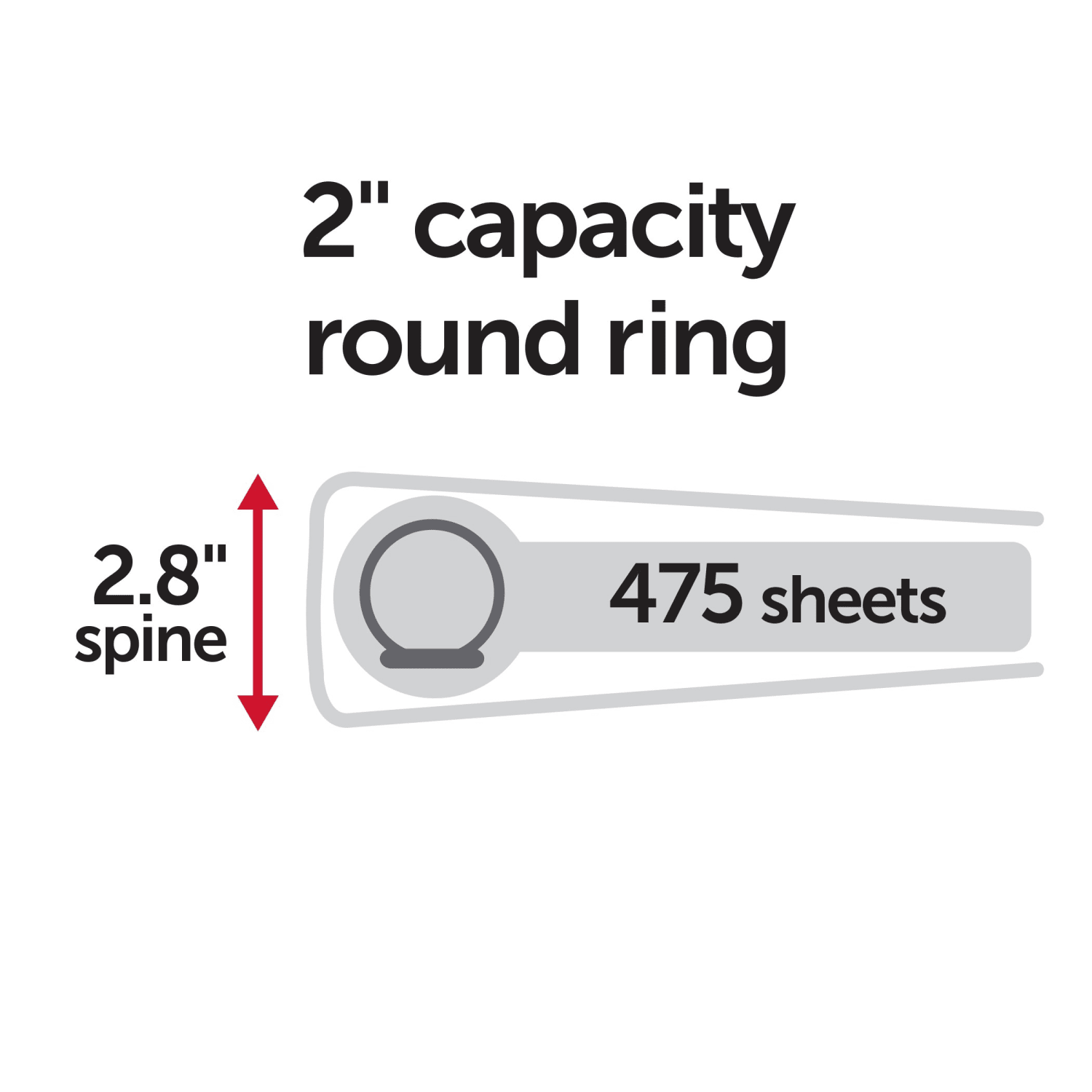 Just Basics Basic View 3-Ring Binder, 2in Round Rings, White - Image 6