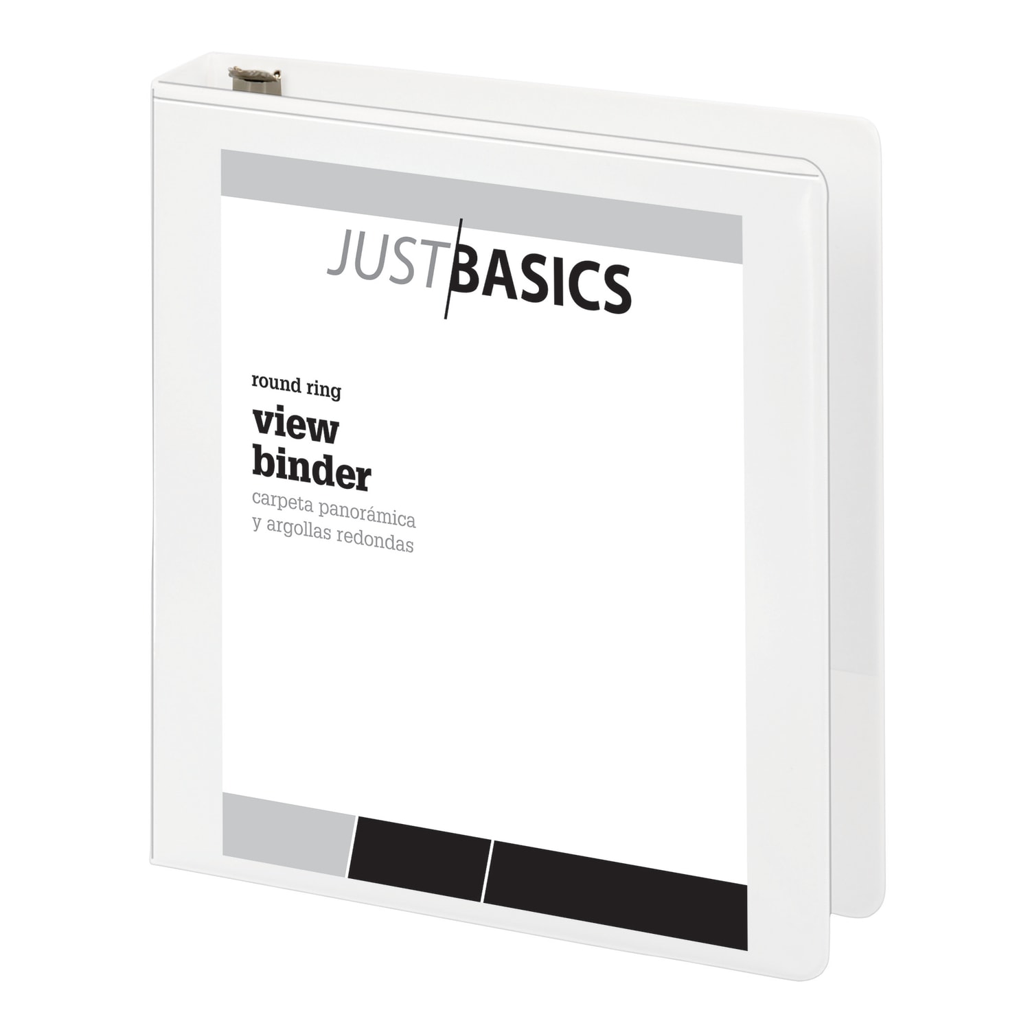 Just Basics Basic View 3-Ring Binder, 1 1/2in Round Rings, White - Image 3
