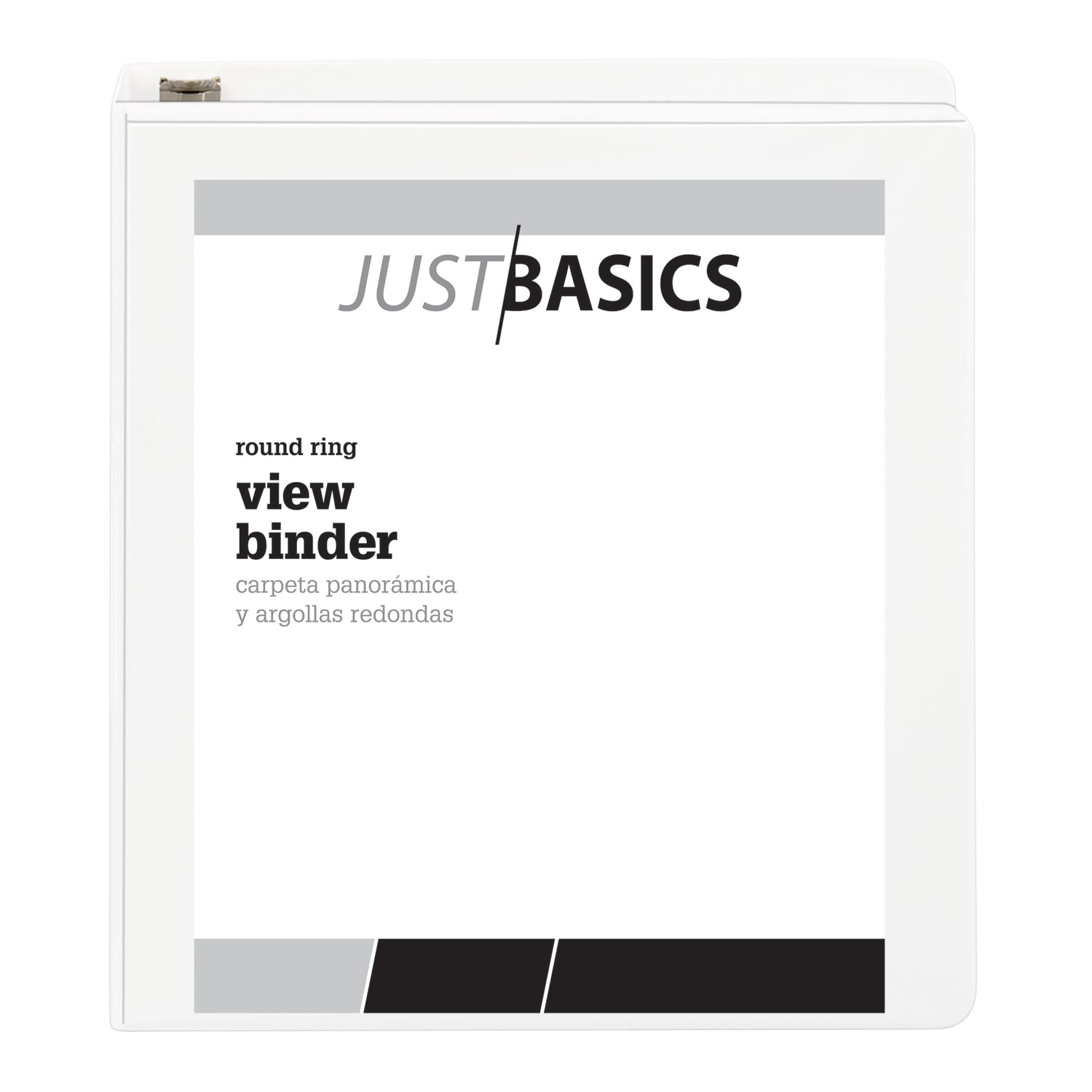 Just Basics Basic View 3-Ring Binder, 1 1/2in Round Rings, White - Image 4