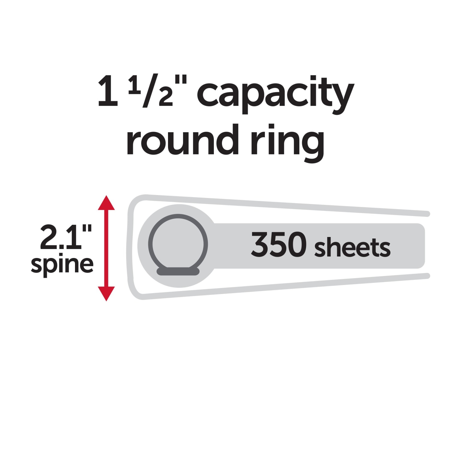 Just Basics Basic View 3-Ring Binder, 1 1/2in Round Rings, White - Image 6