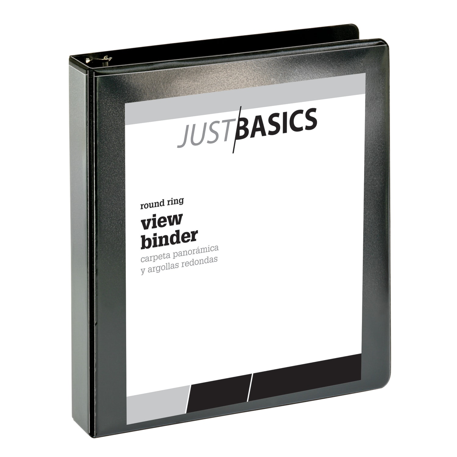 Just Basics Basic View 3-Ring Binder, 1 1/2in Round Rings, Black - Image 3