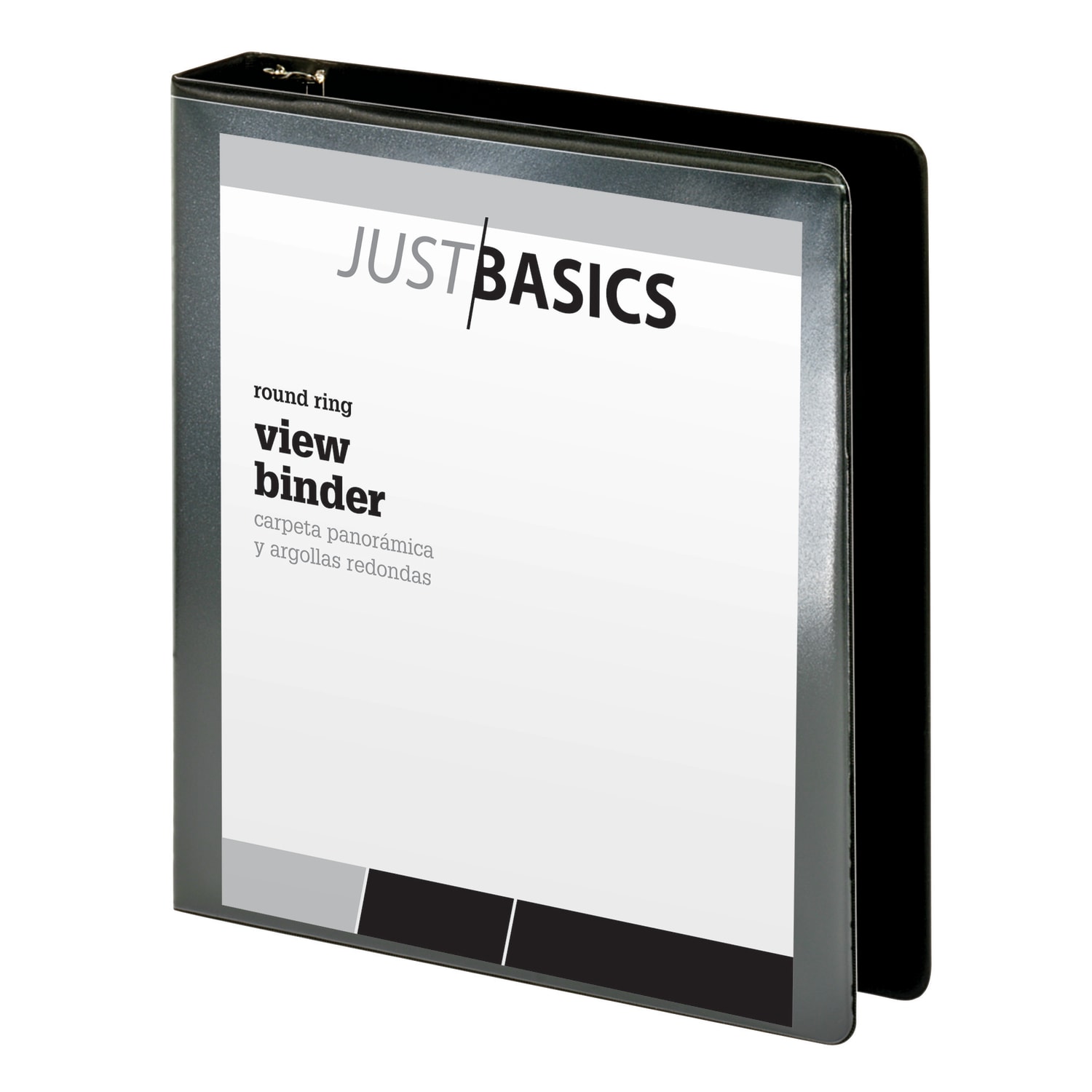 Just Basics Basic View 3-Ring Binder, 1 1/2in Round Rings, Black - Image 4