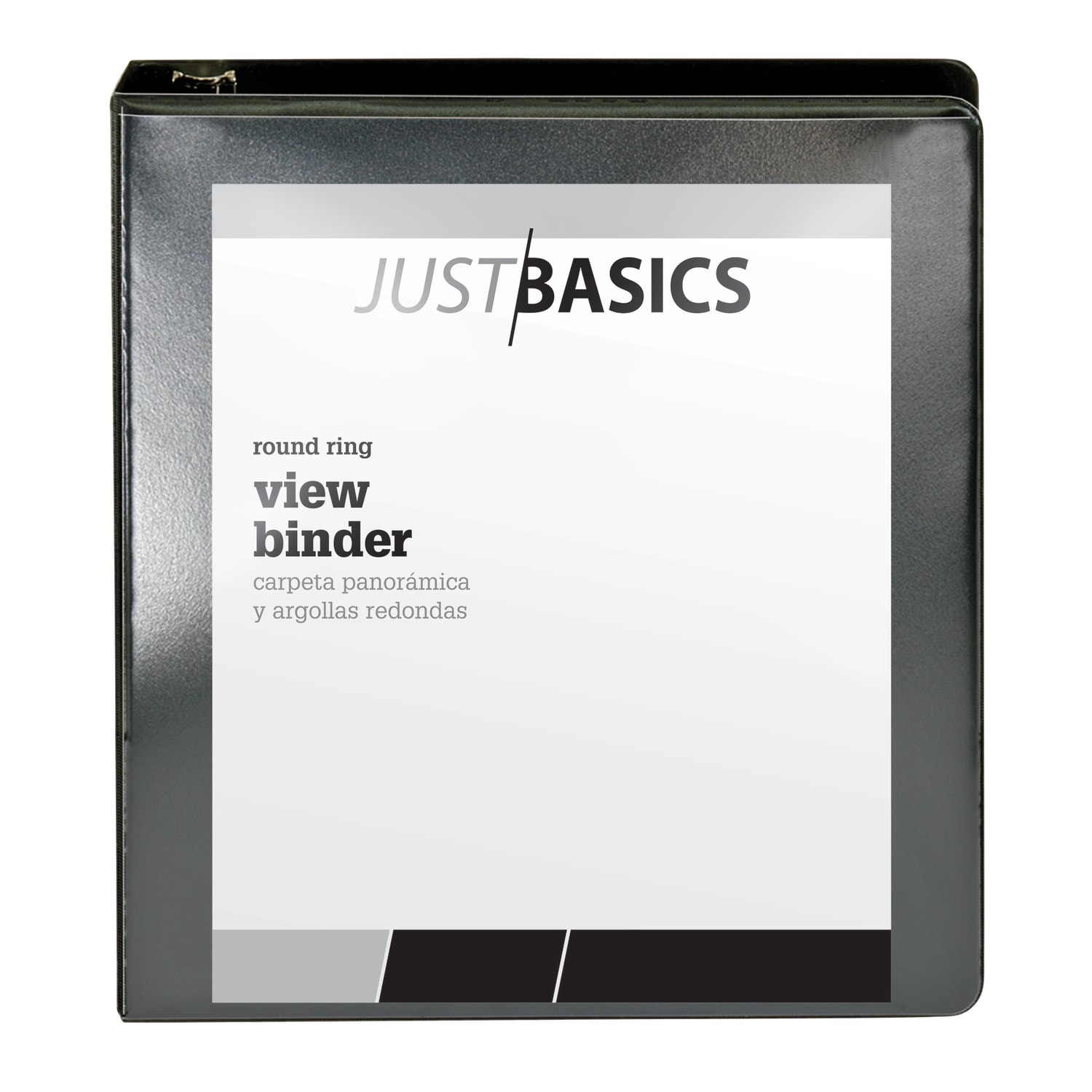 Just Basics Basic View 3-Ring Binder, 1 1/2in Round Rings, Black - Image 5