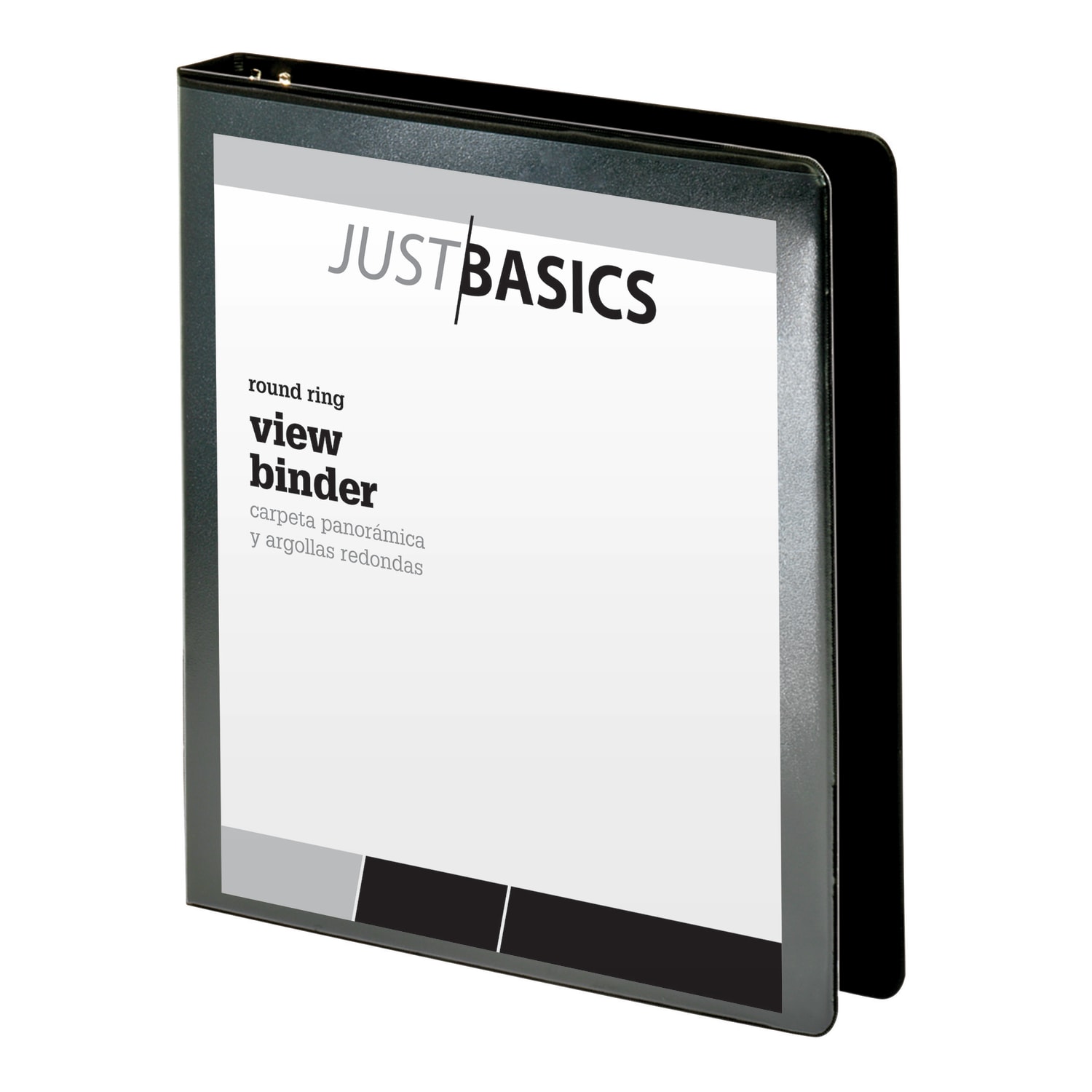 Just Basics Basic View 3-Ring Binder, 1in Round Rings, Black - Image 3