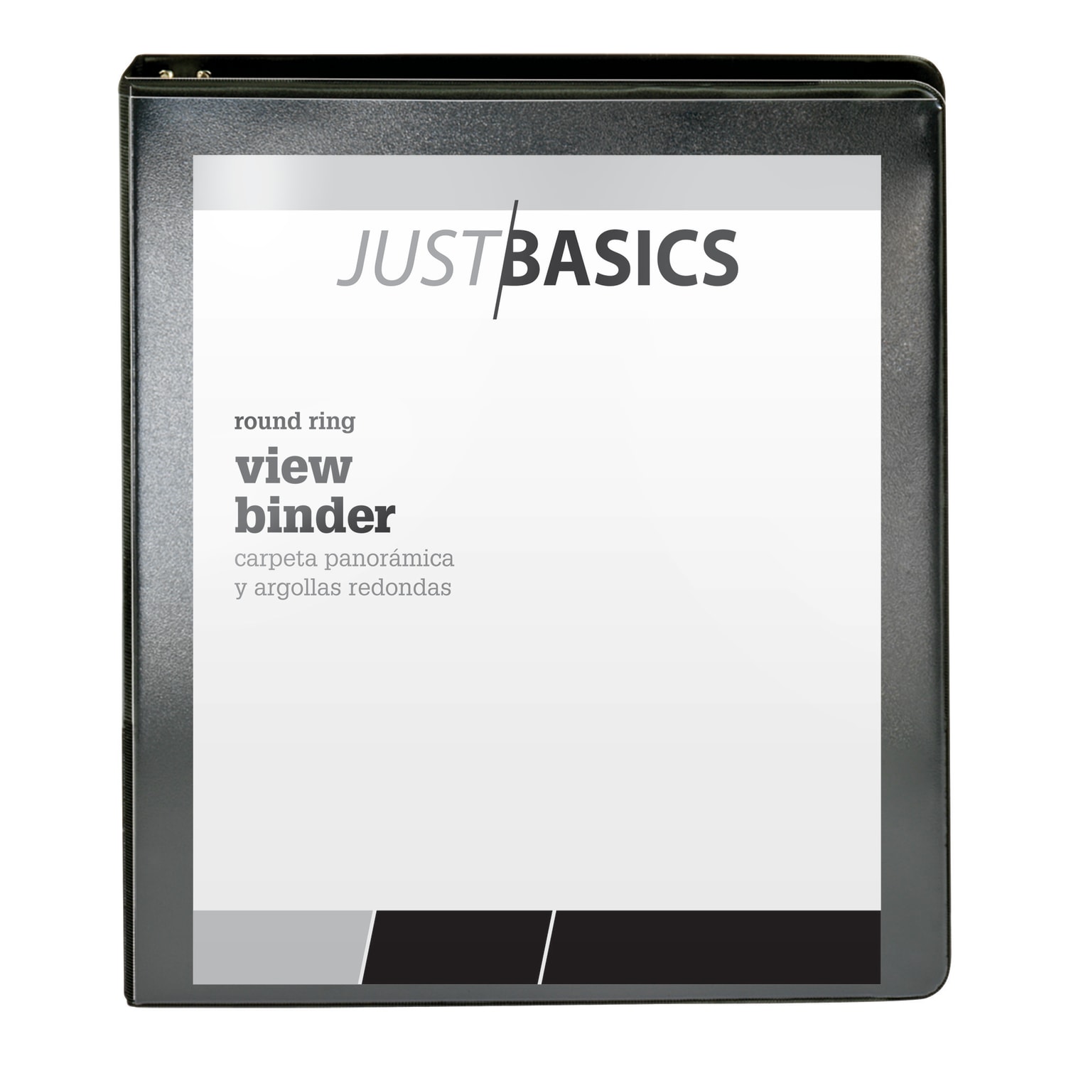 Just Basics Basic View 3-Ring Binder, 1in Round Rings, Black - Image 4