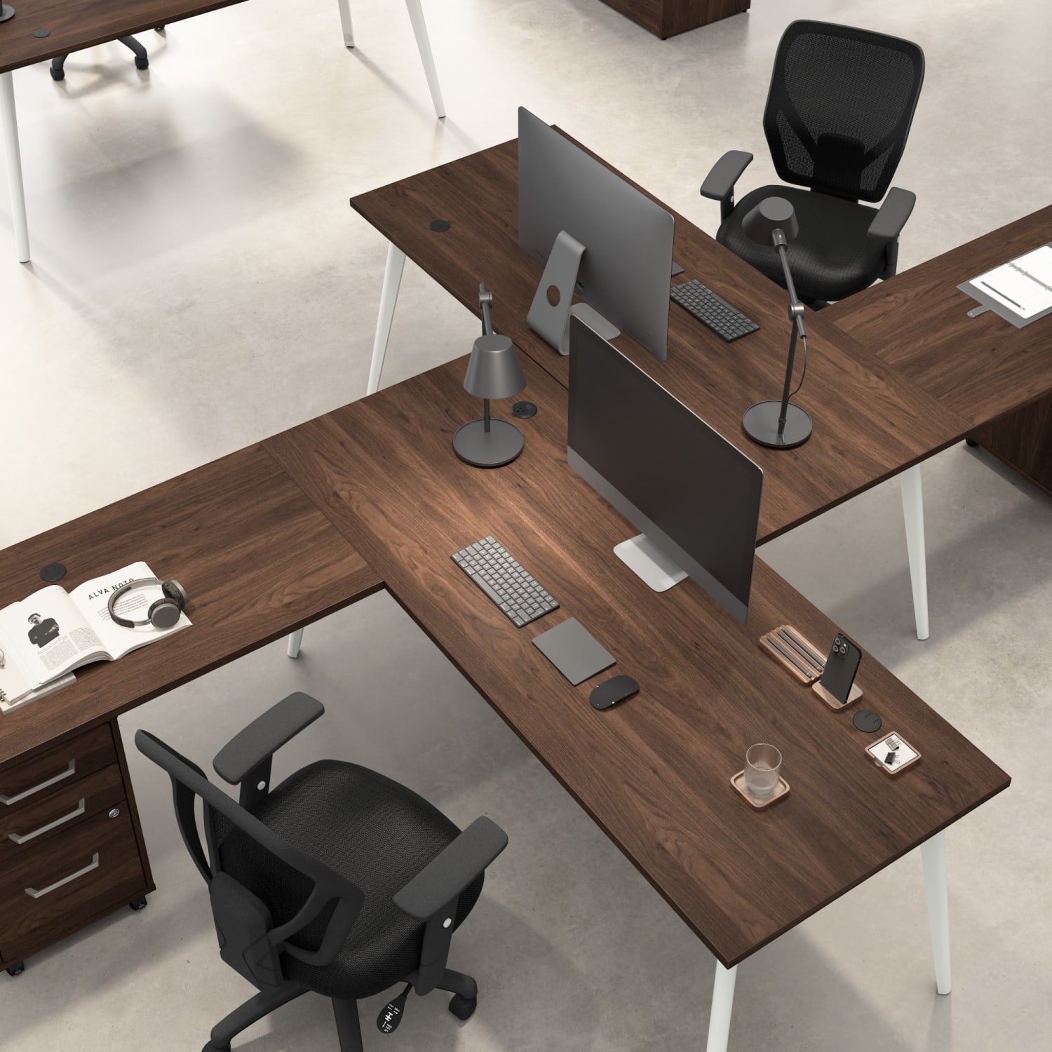 Bush Business Furniture Vista 72inW Computer Desk with Splayed Metal Legs, Black Walnut, Standard Delivery - Image 6