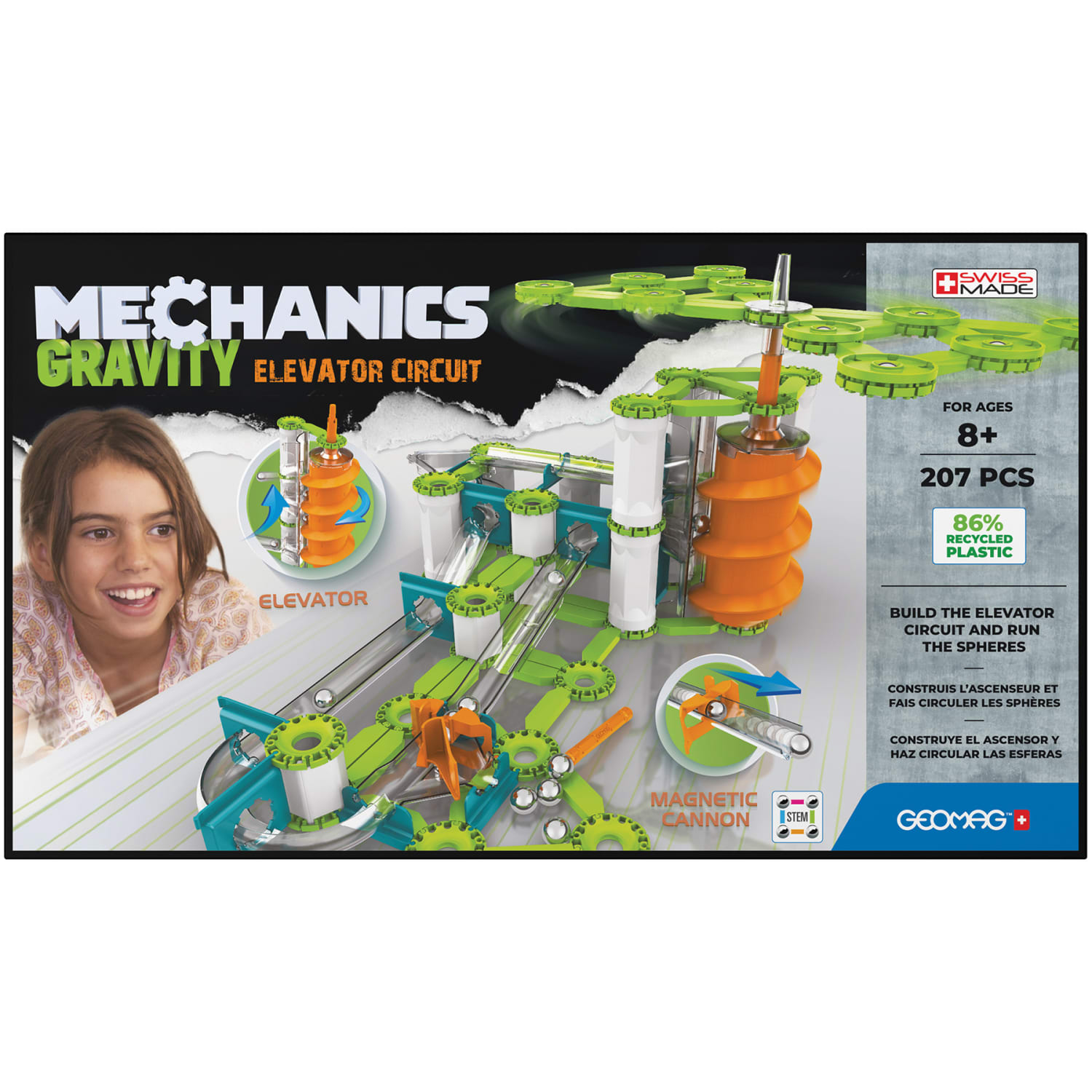 Geomag Mechanics Gravity Construction Set, Elevator Circuit Recycled, 207 Pieces - Image 3