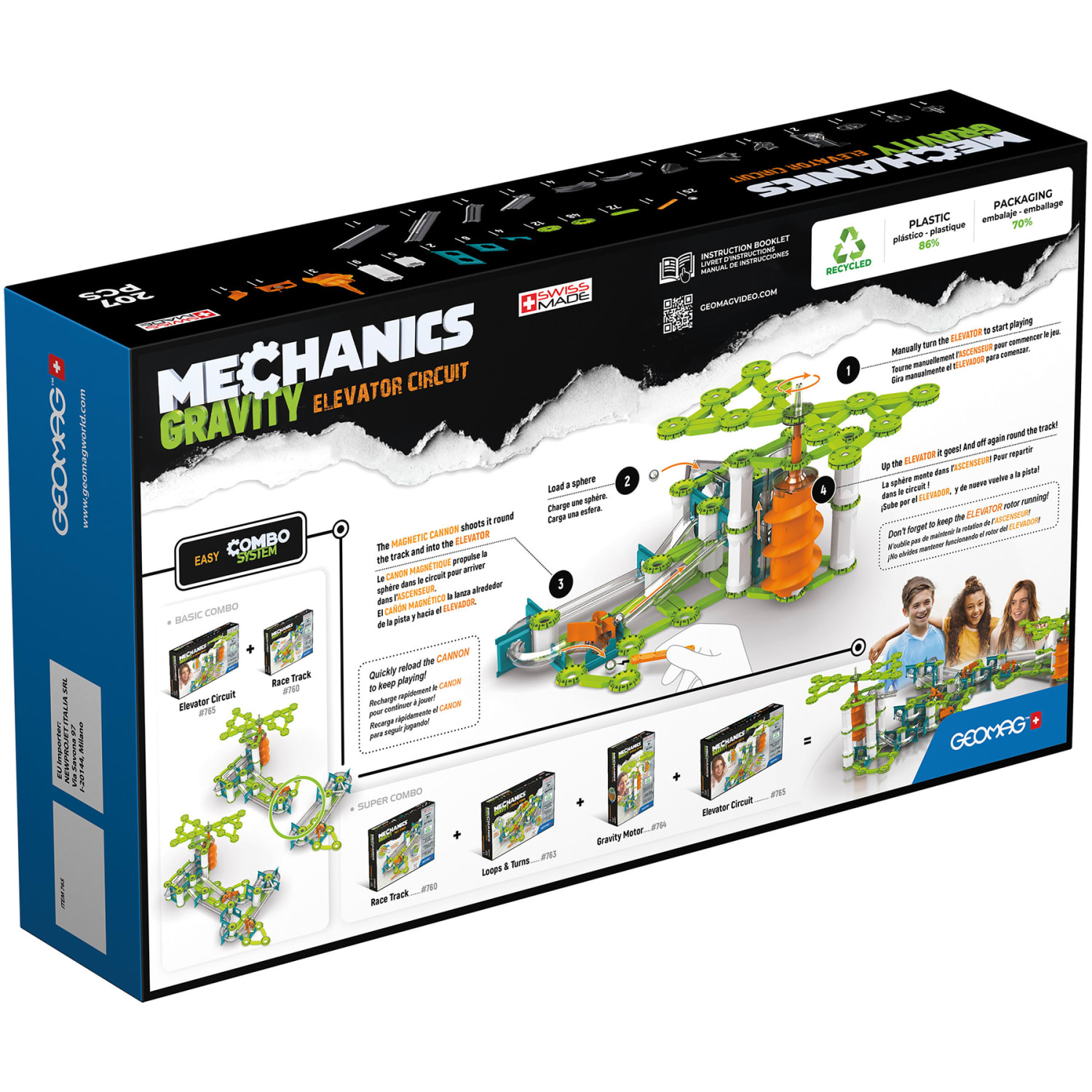 Geomag Mechanics Gravity Construction Set, Elevator Circuit Recycled, 207 Pieces - Image 4
