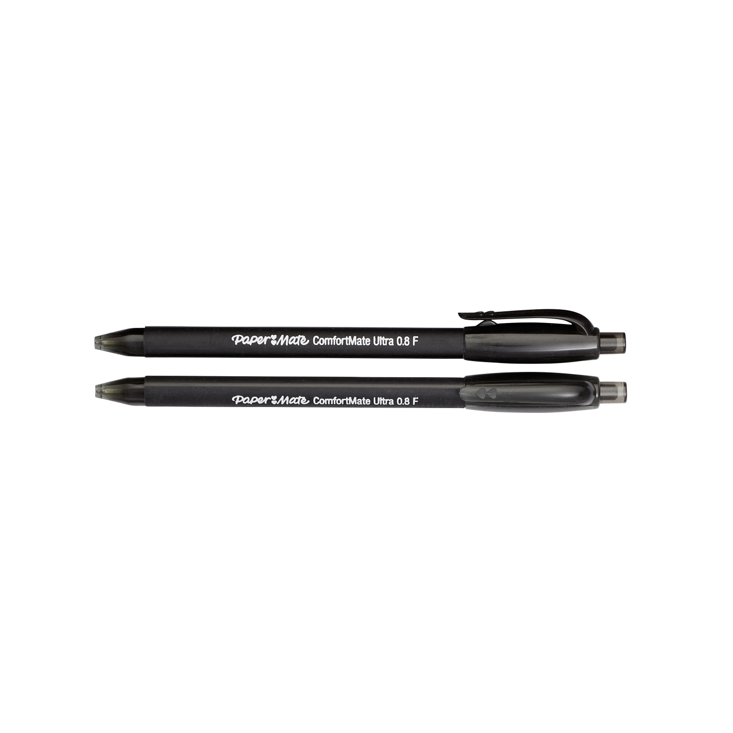 Paper Mate Comfortmate Ultra Retractable Ballpoint Pens, Fine Point, 0.8 mm, Black Barrel, Black Ink, Pack Of 12 - Image 3
