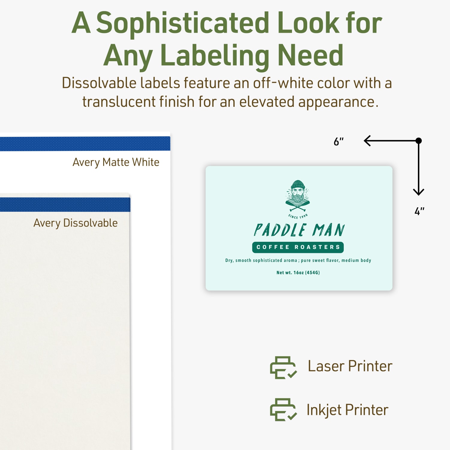 Avery Print-to-the-Edge Dissolvable Labels With Sure Feed Technology, 94278-DWMP10, Rectangle, 4inx6in, Matte Off-White, Pack Of 20 - Image 5