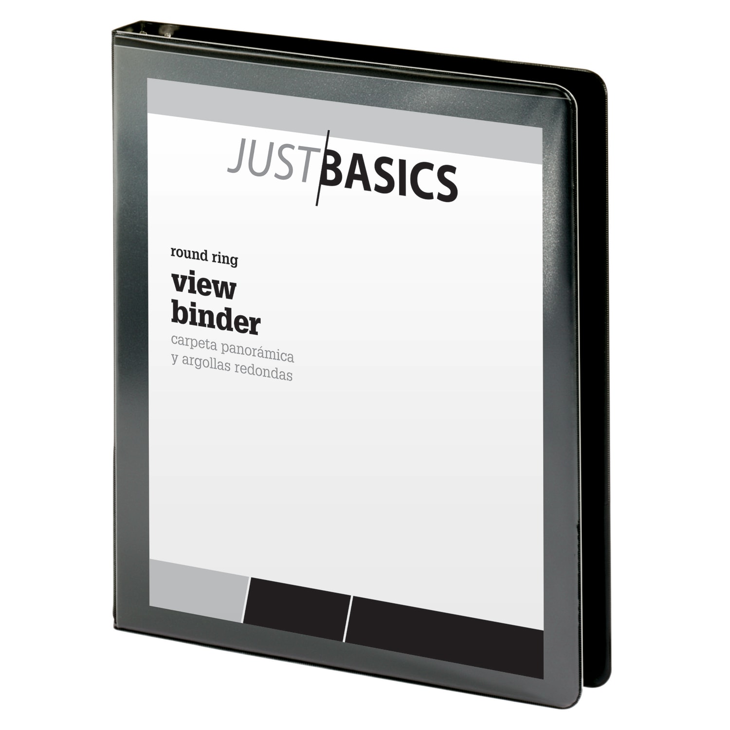 Just Basics Basic View 3-Ring Binder, 1/2in Round Rings, Black - Image 3