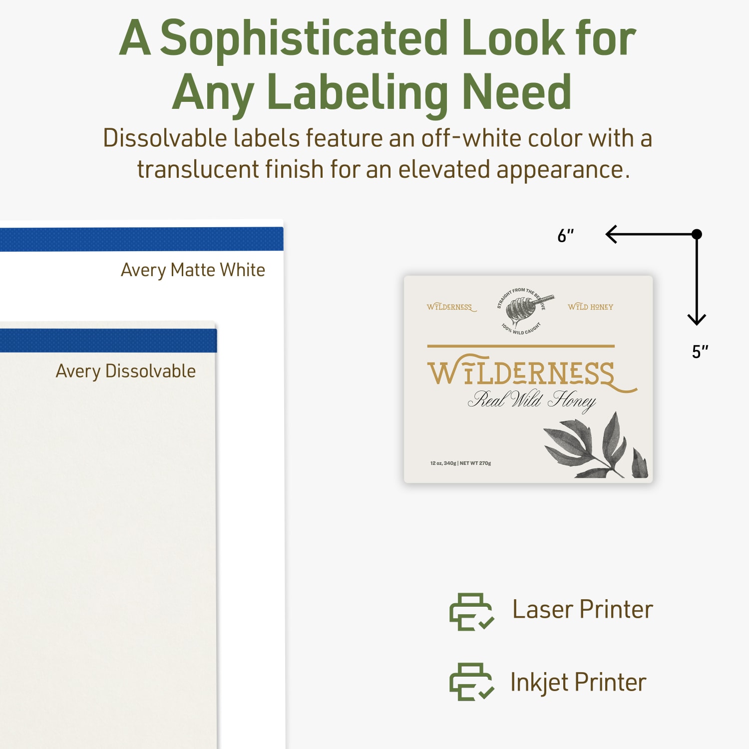 Avery Dissolvable Labels With Sure Feed Technology, 94257-DWMP5, Rectangle, 5inx6in, Matte Off-White, Pack Of 10 - Image 5