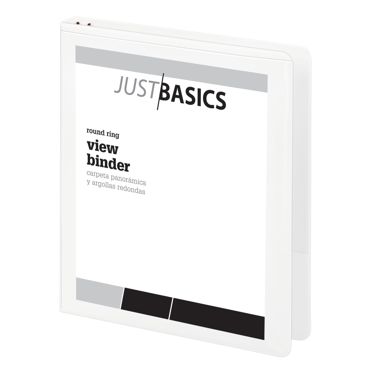 Just Basics Basic View 3-Ring Binder, 1/2in Round Rings, White - Image 3