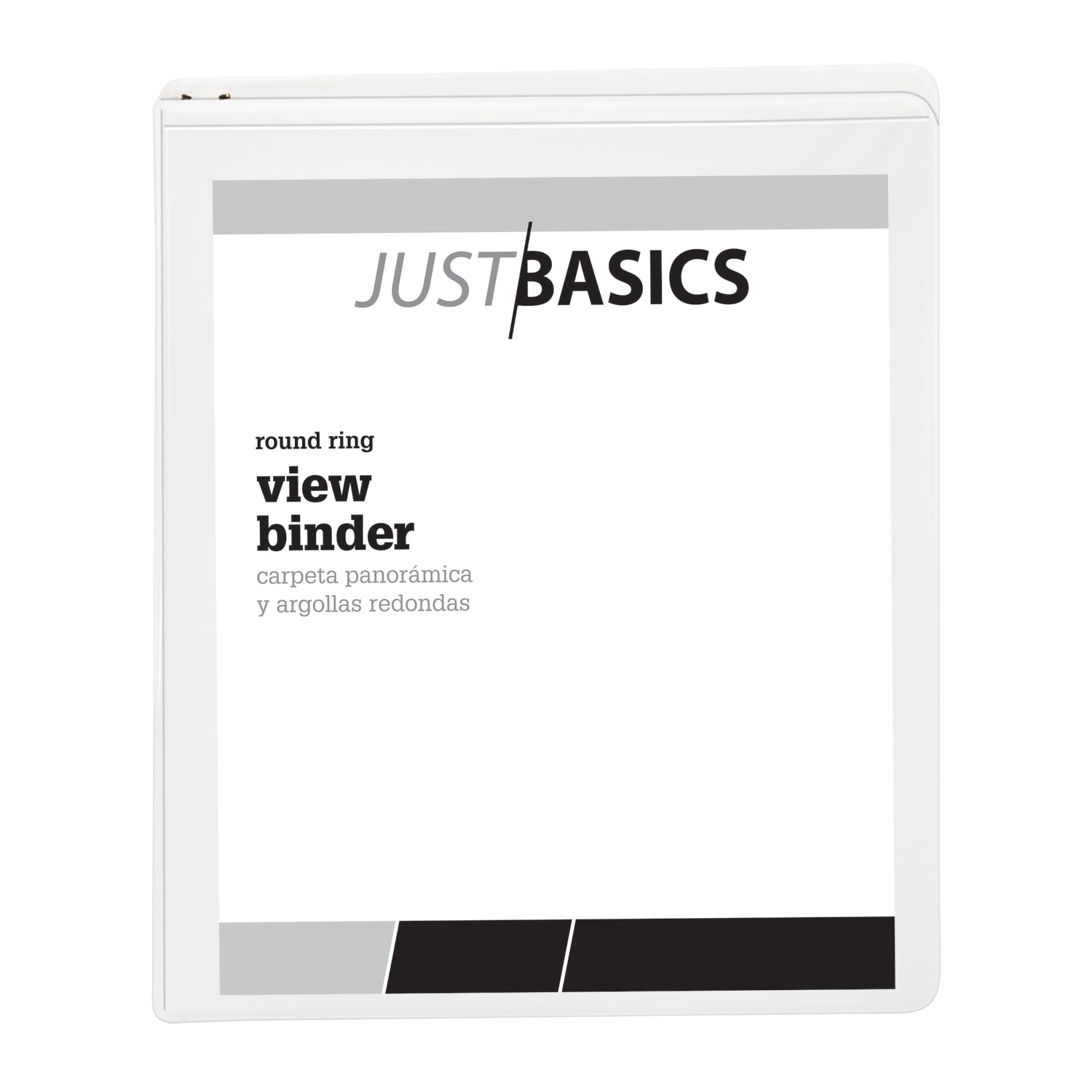 Just Basics Basic View 3-Ring Binder, 1/2in Round Rings, White - Image 4