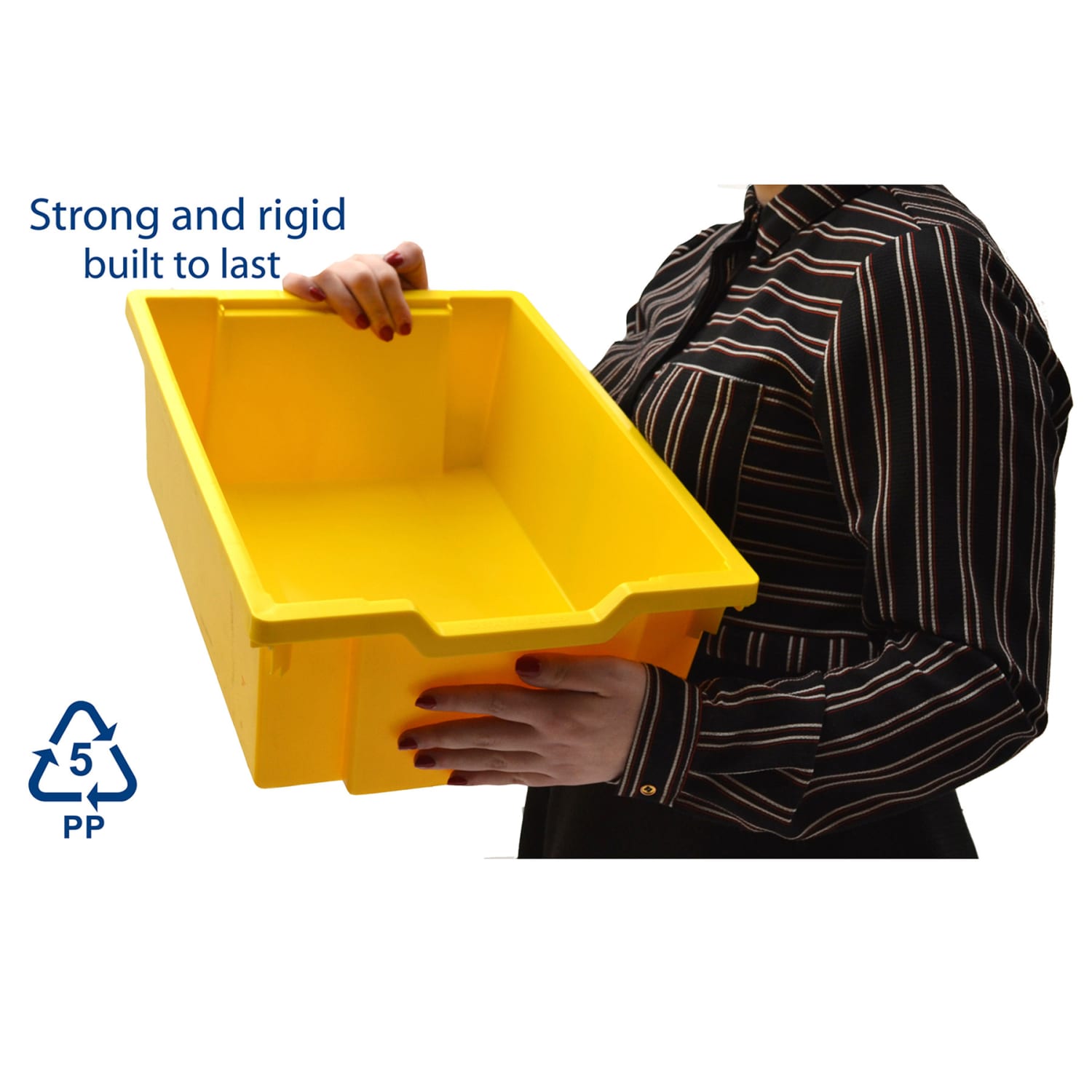 Gratnells Deep F2 Tray, Heavy Duty School, Industrial & Utility Bins, 12.3in x 16.8in x 5.9in, Sunshine Yellow, Pack Of 6 - Image 4