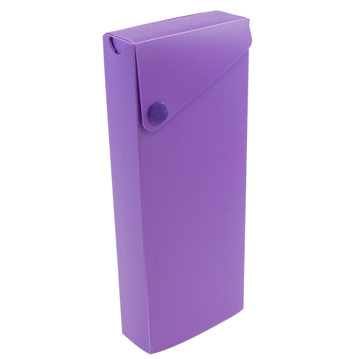 JAM Paper Plastic Slide Pencil Case, 7 3/4inH x 2 3/4inW x 1 1/8inD, Purple - Image 3