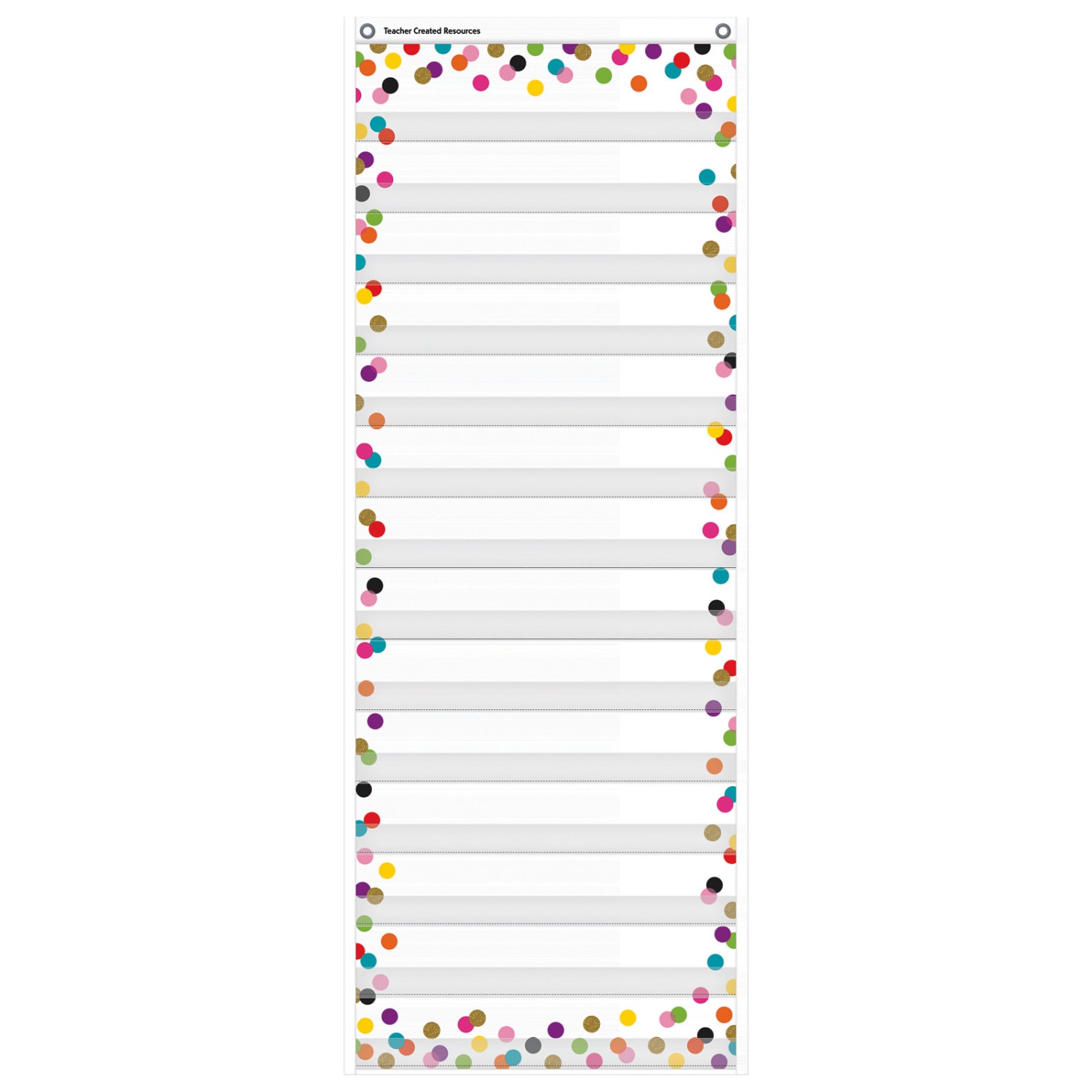 Teacher Created Resources 14-Pocket Chart With Schedule Cards, 13in x 34in, Confetti