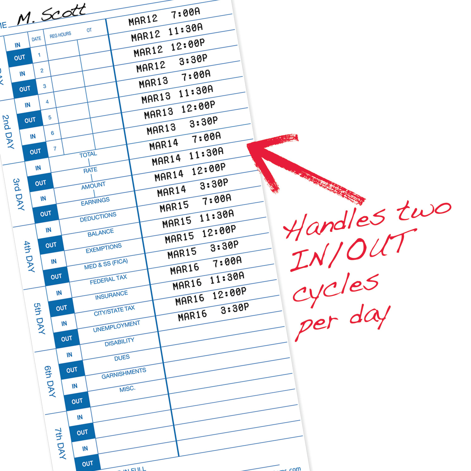 Pyramid Time Systems, 35100-10, Genuine and Authentic pack of 100 Time Cards, Use with Pyramid Side Loading Time Clocks, Models 3500, 3600SS and 3700 - Image 4