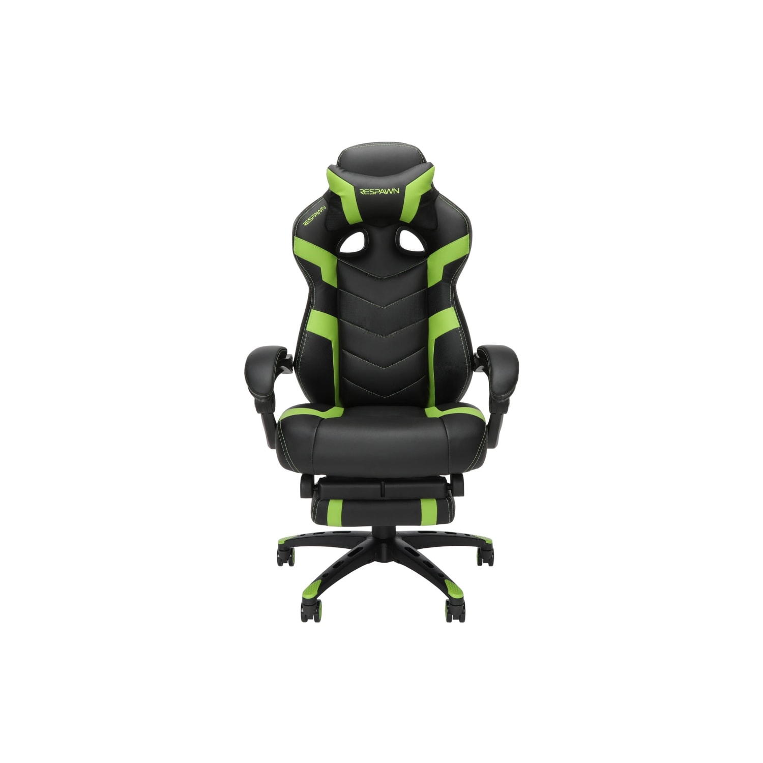 RESPAWN 110 Pro Gaming Chair With Footrest  Headrest Pillow Green RSP110V2GRN PopularChairscom