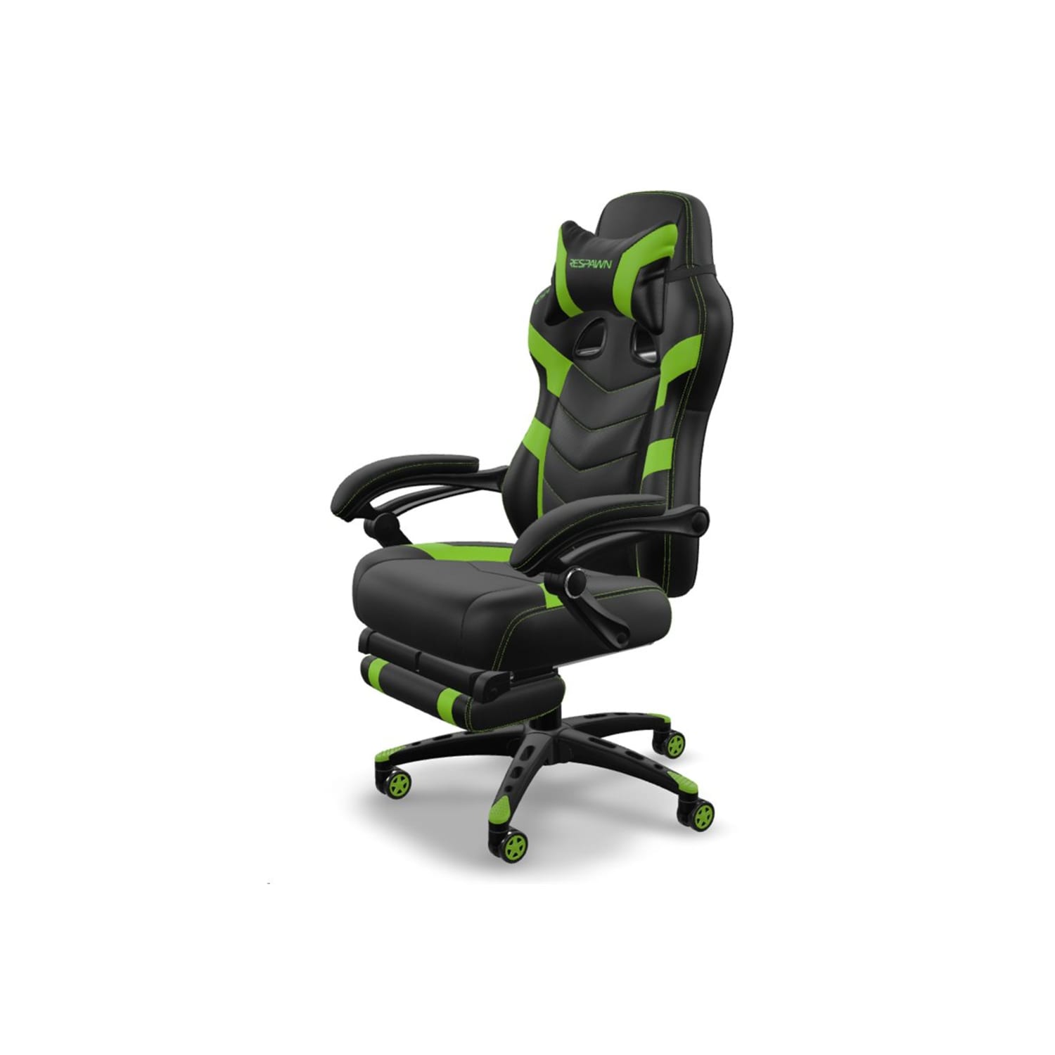 RESPAWN 110 Pro Gaming Chair With Footrest  Headrest Pillow Green RSP110V2GRN PopularChairscom