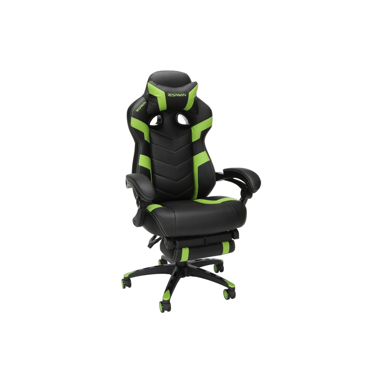 RESPAWN 110 Pro Gaming Chair With Footrest  Headrest Pillow Green RSP110V2GRN PopularChairscom