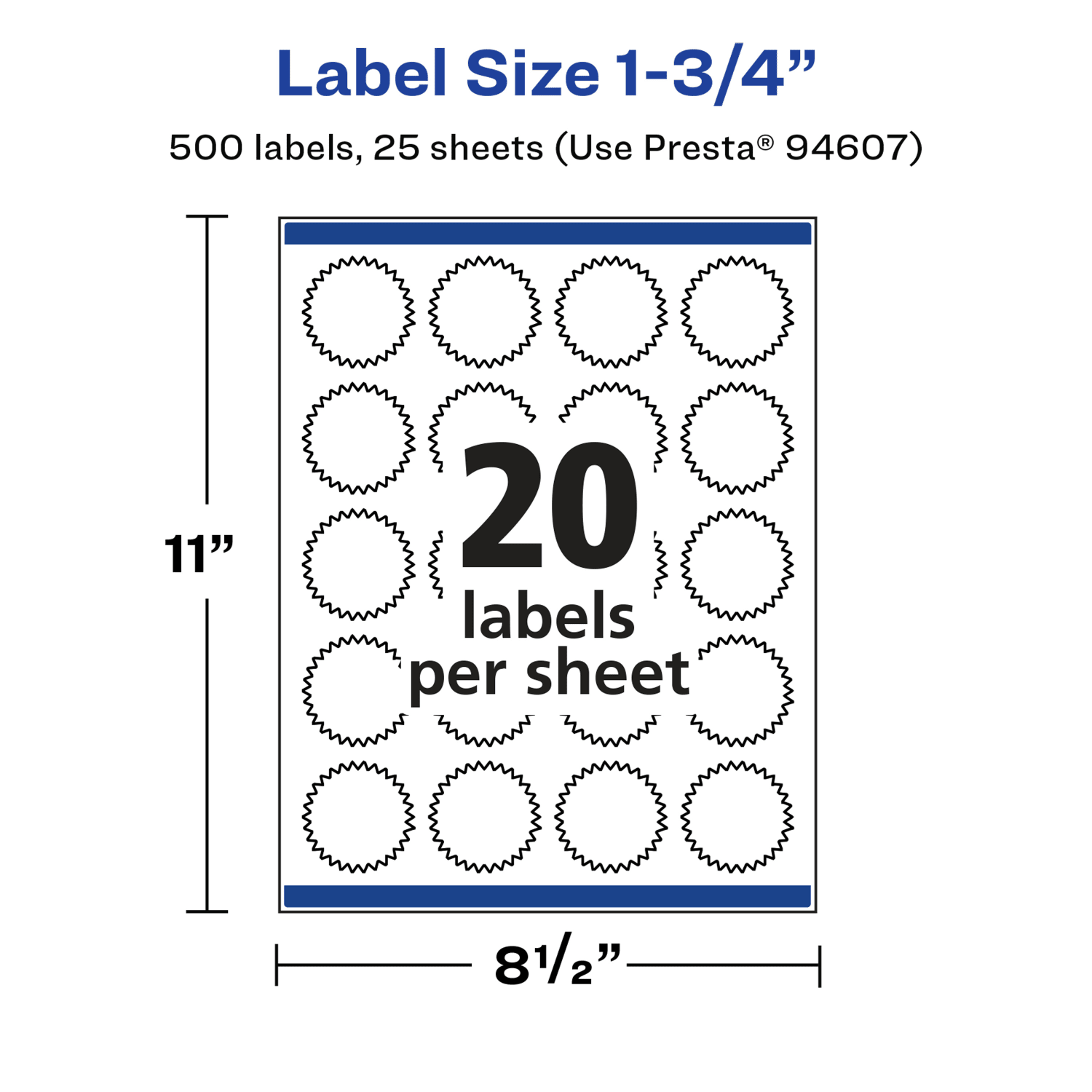 Avery Glossy Permanent Labels With Sure Feed, 94607-WGP25, Starburst, 1-3/4in, White, Pack Of 500 - Image 6