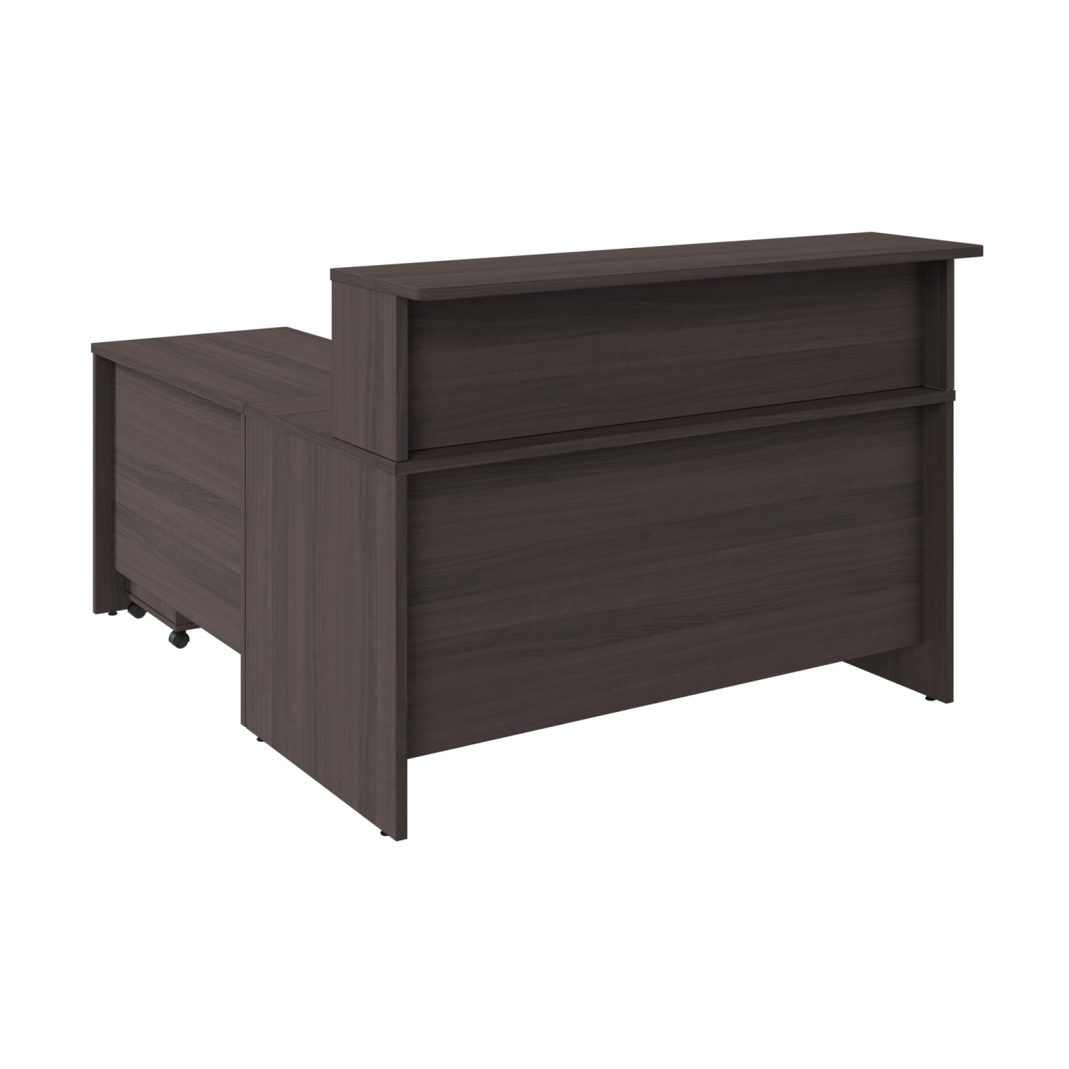 Bush Business Furniture Arrive 60inW L Shaped Reception Desk with Shelf and Mobile File Cabinet, Storm Gray, Standard Delivery - Image 3