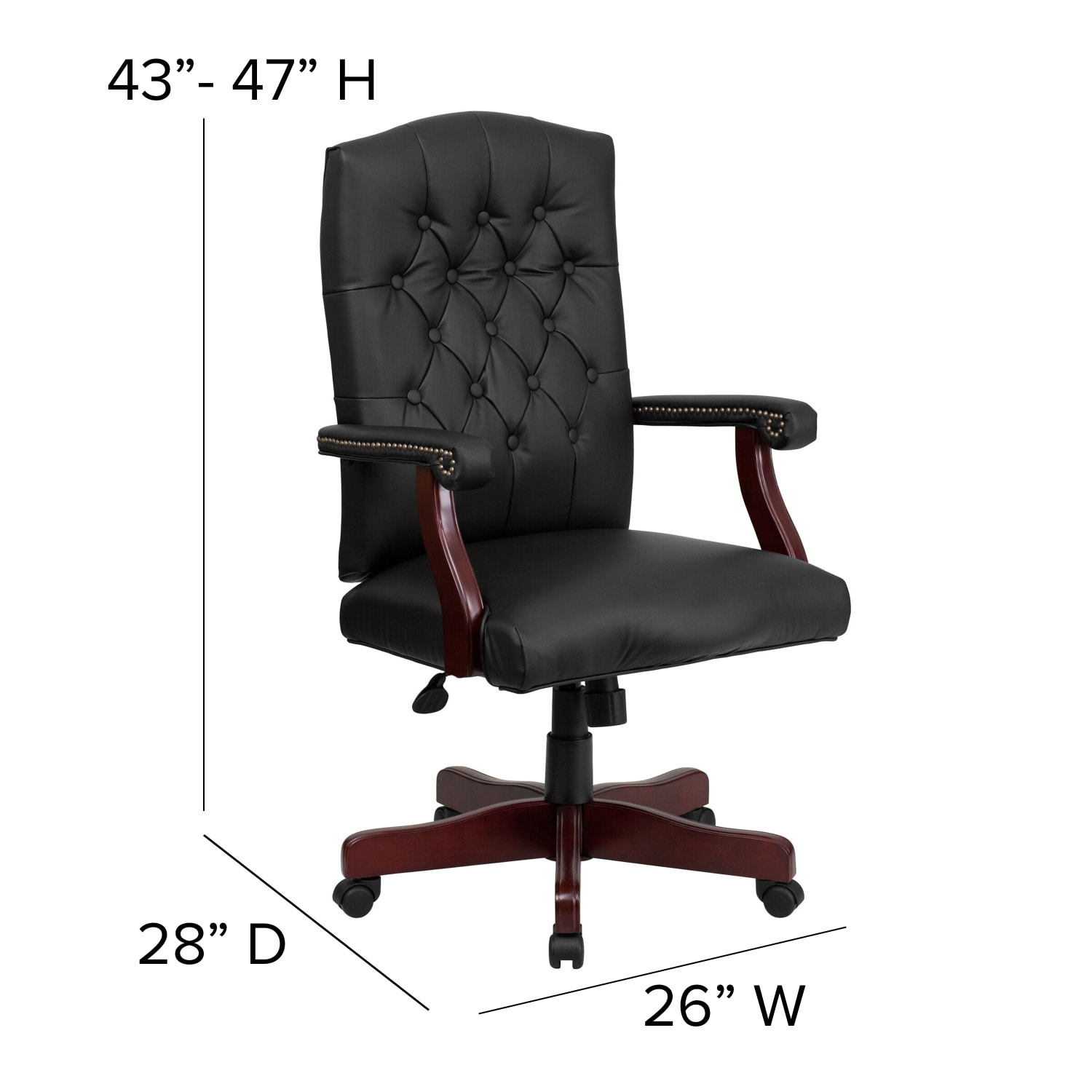 Flash Furniture Martha Washington LeatherSoft Faux Leather High-Back Swivel Office Chair, Black - Image 7
