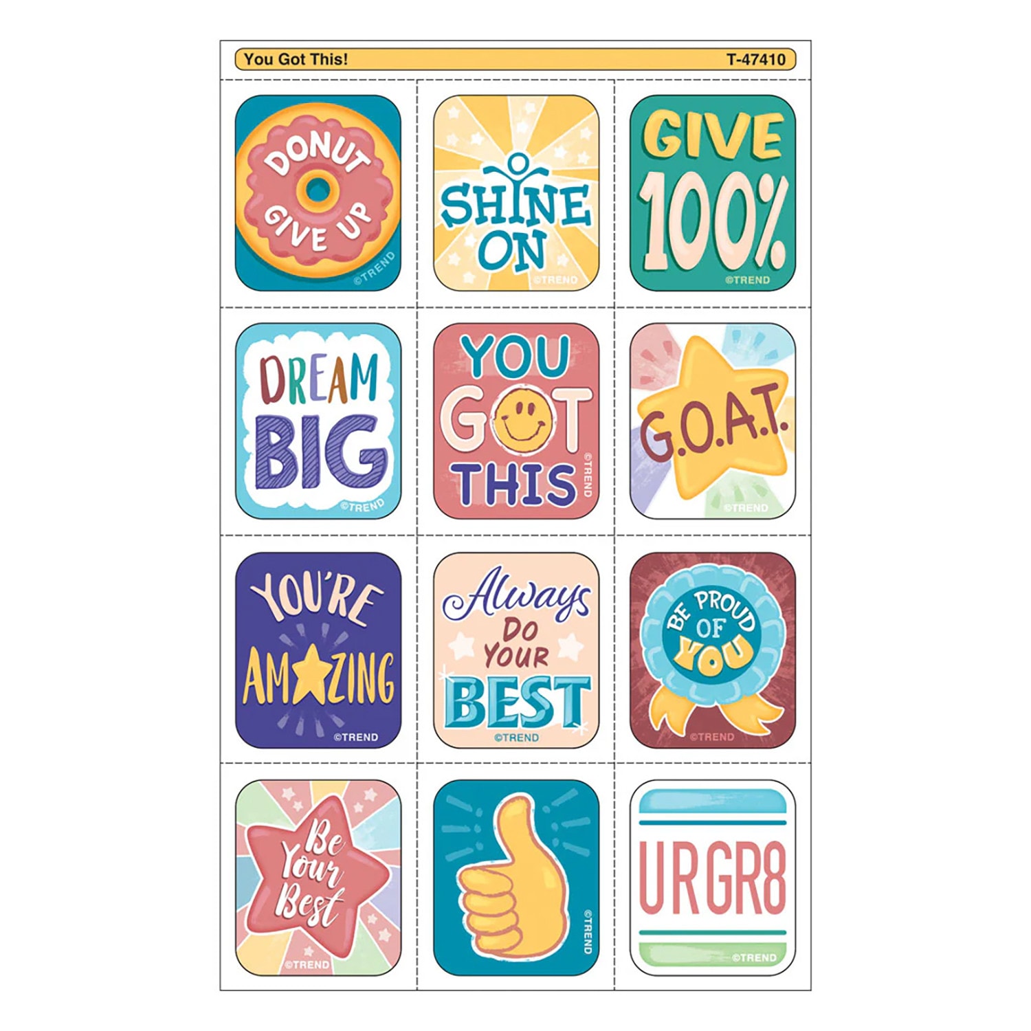 TREND Tear & Share Stickers, You Got This!, 60 Per Pack, Set Of 6 Packs - Image 5