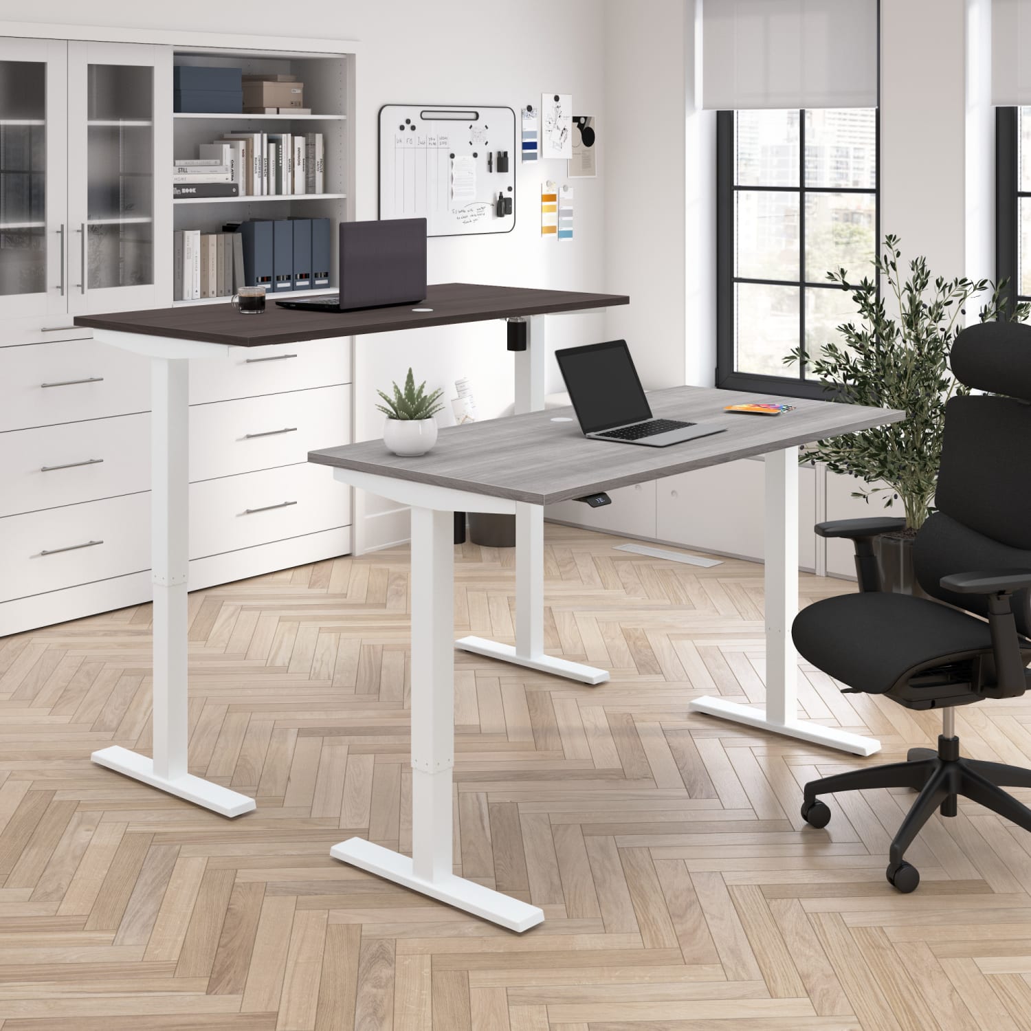 Bush Business Furniture Move 40 Series Electric 60inW x 30inD Electric Height-Adjustable Standing Desk, Platinum Gray/Black, Standard Delivery - Image 4