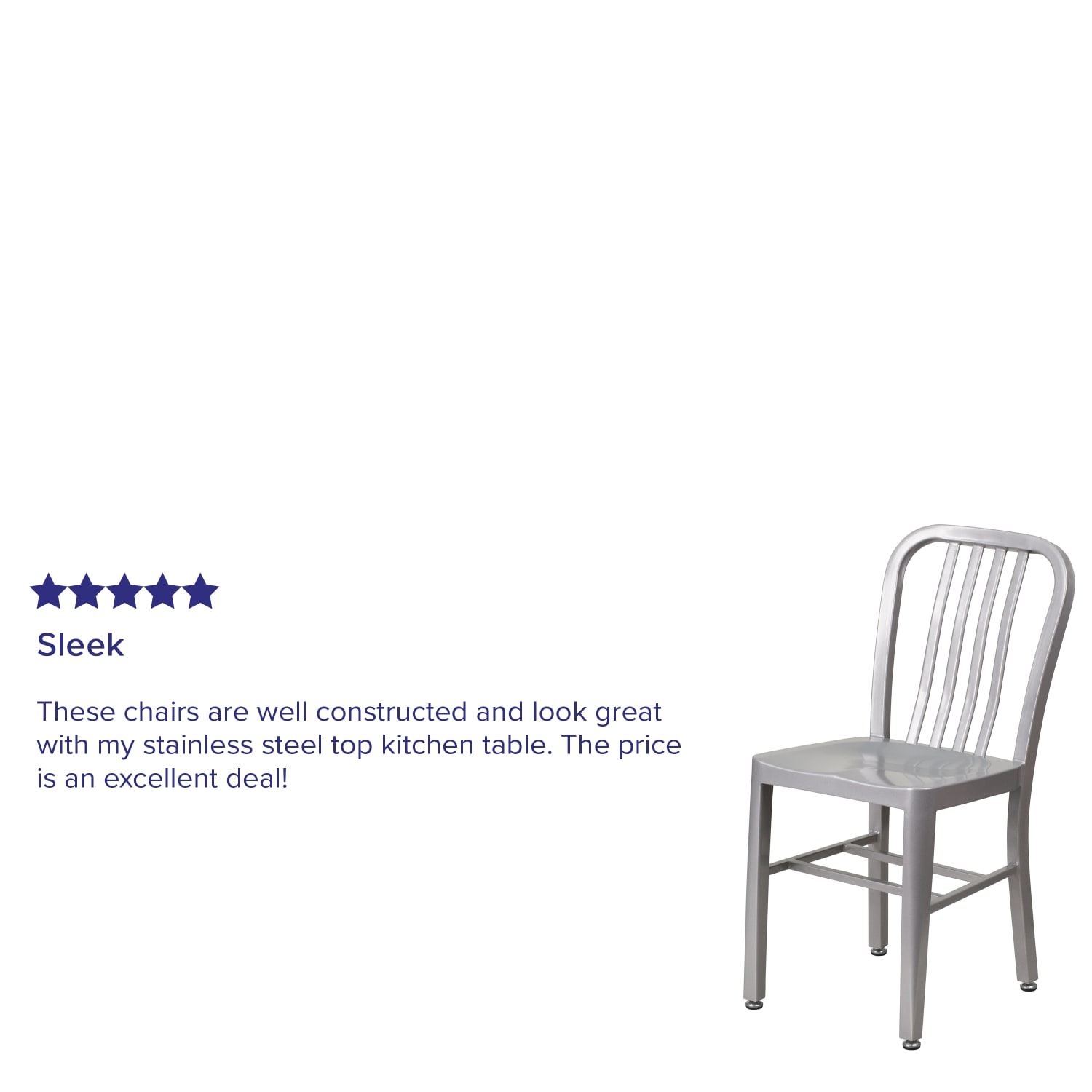 Flash Furniture Commercial-Grade Metal Indoor/Outdoor Chair, Silver - Image 5