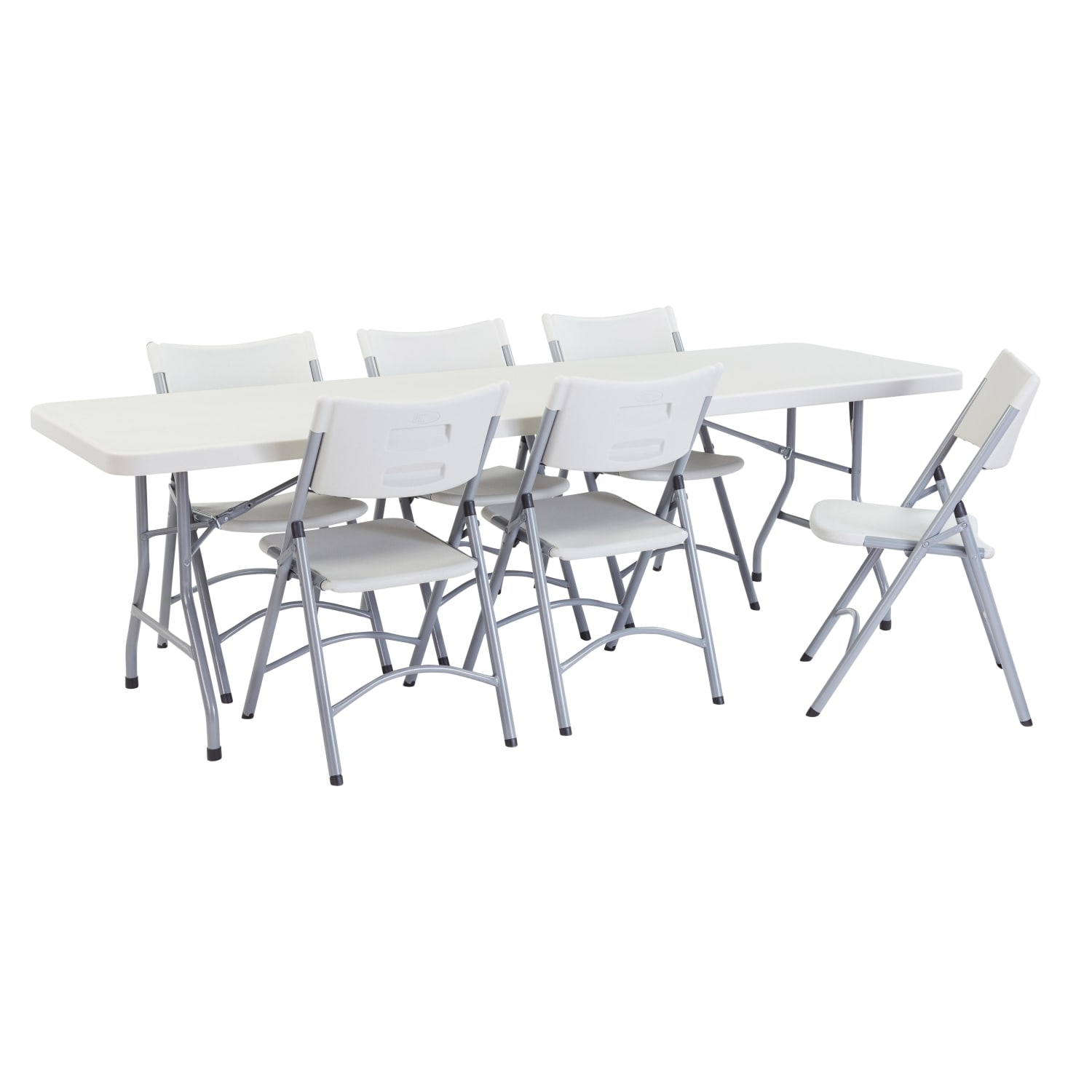 National Public Seating Blow-Molded Folding Table, Rectangular, 96inW x 30inD, Light Gray/Gray - Image 4