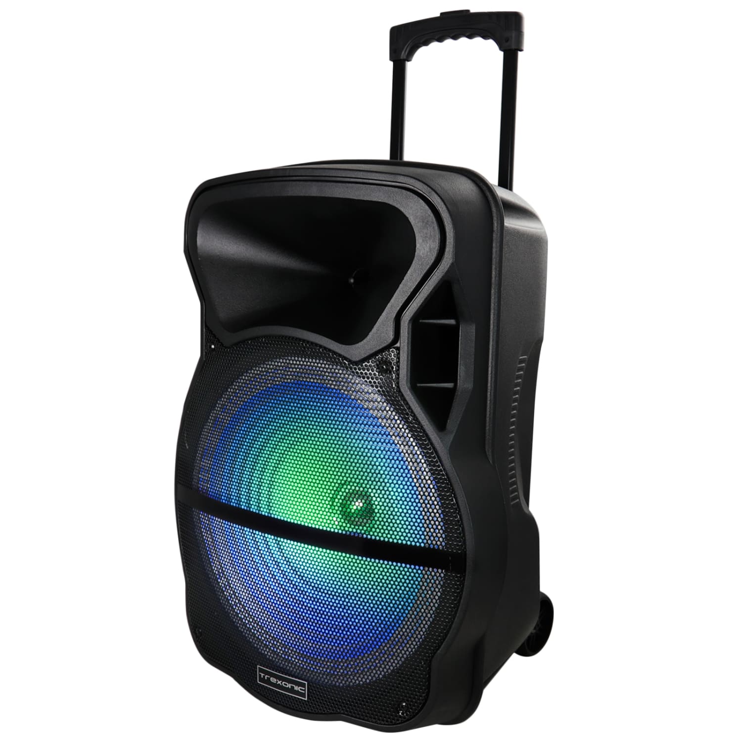 Trexonic Combination Bluetooth Portable Speaker, 15in Subwoofer With Remote Control and Wireless Microphone, Black - Image 5