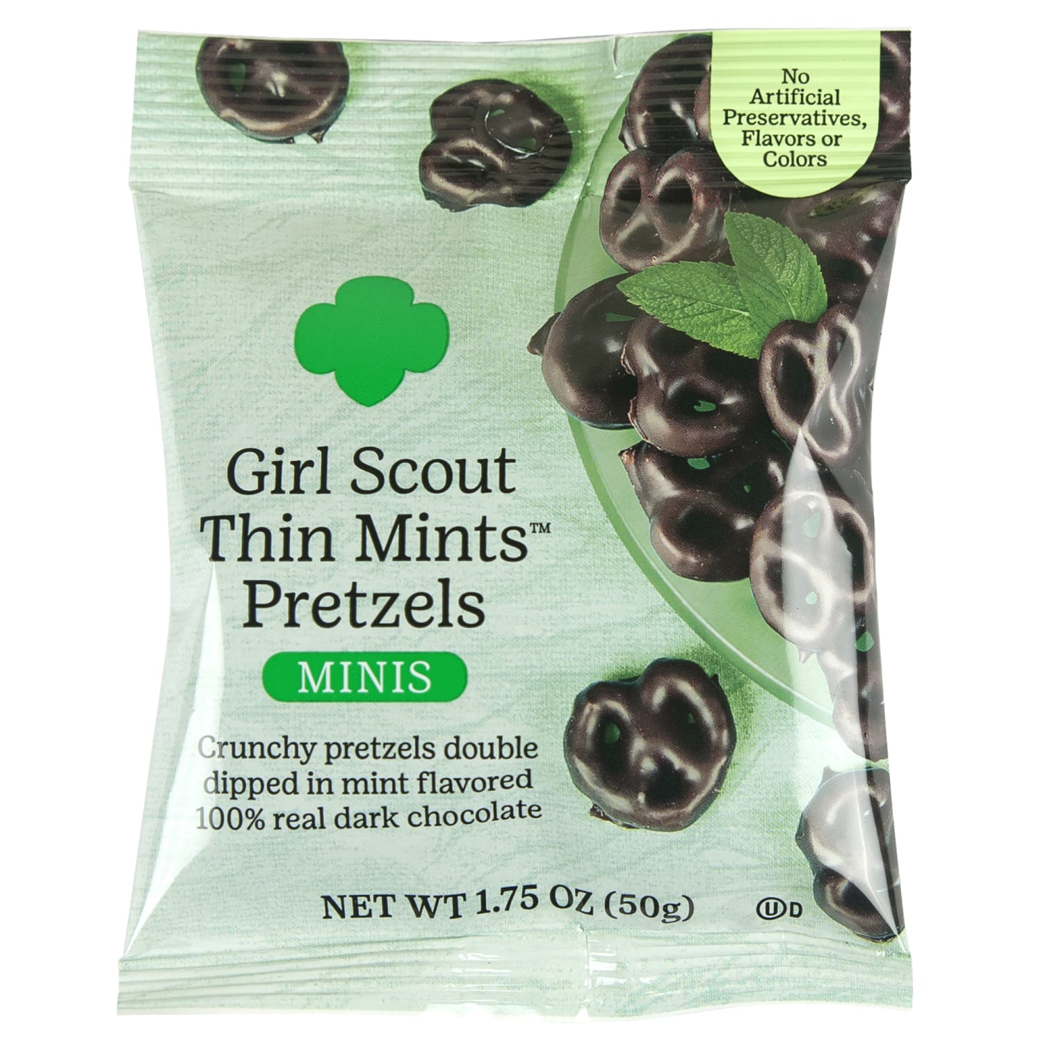 Girl Scouts Thin Mint Pretzel Minis, 1.75 Oz, Pack Of 24 Bags - Image 3