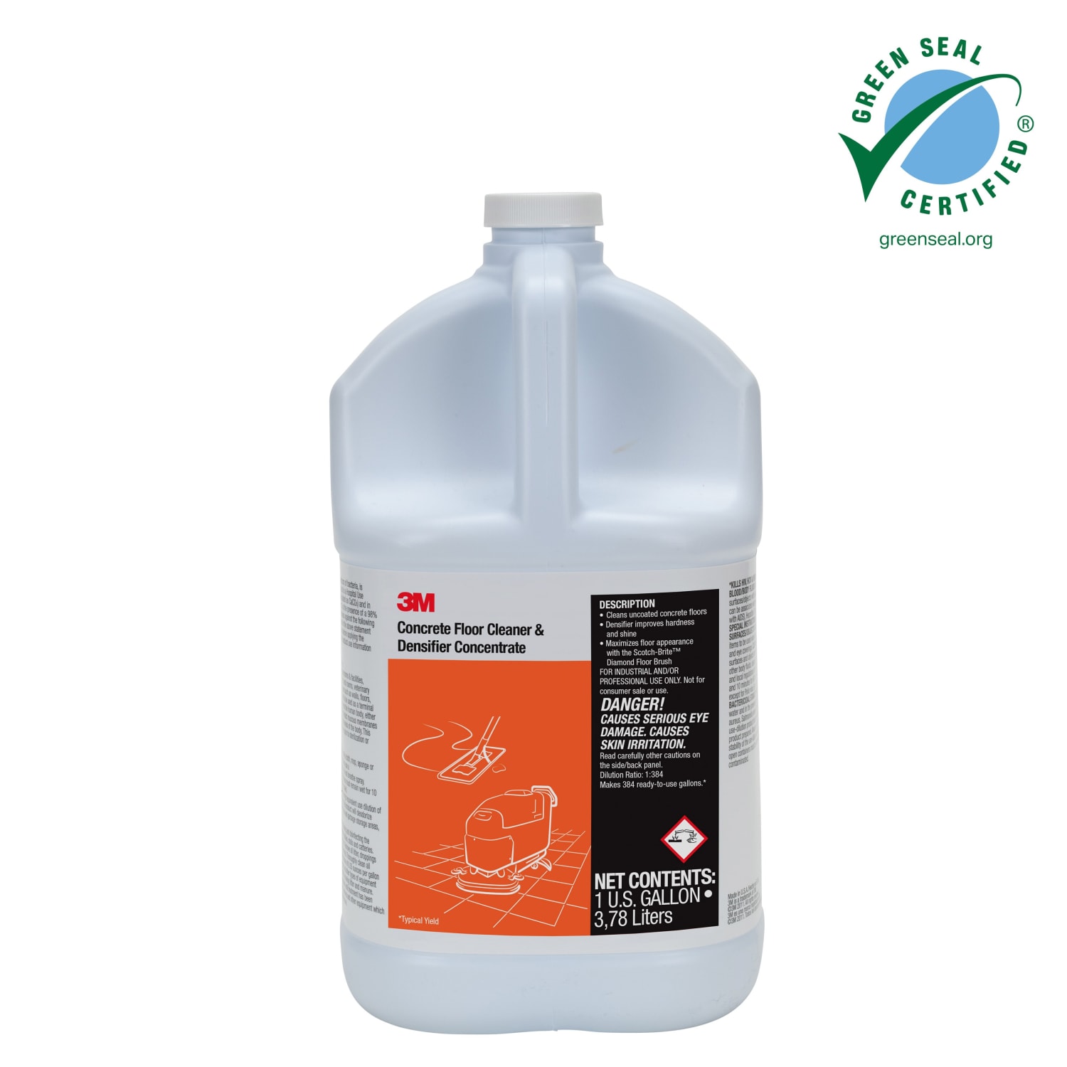 3M Concrete Floor Cleaner & Densifier Concentrate Bottles, 1 Gallon, Case Of 4 Bottles - Image 3