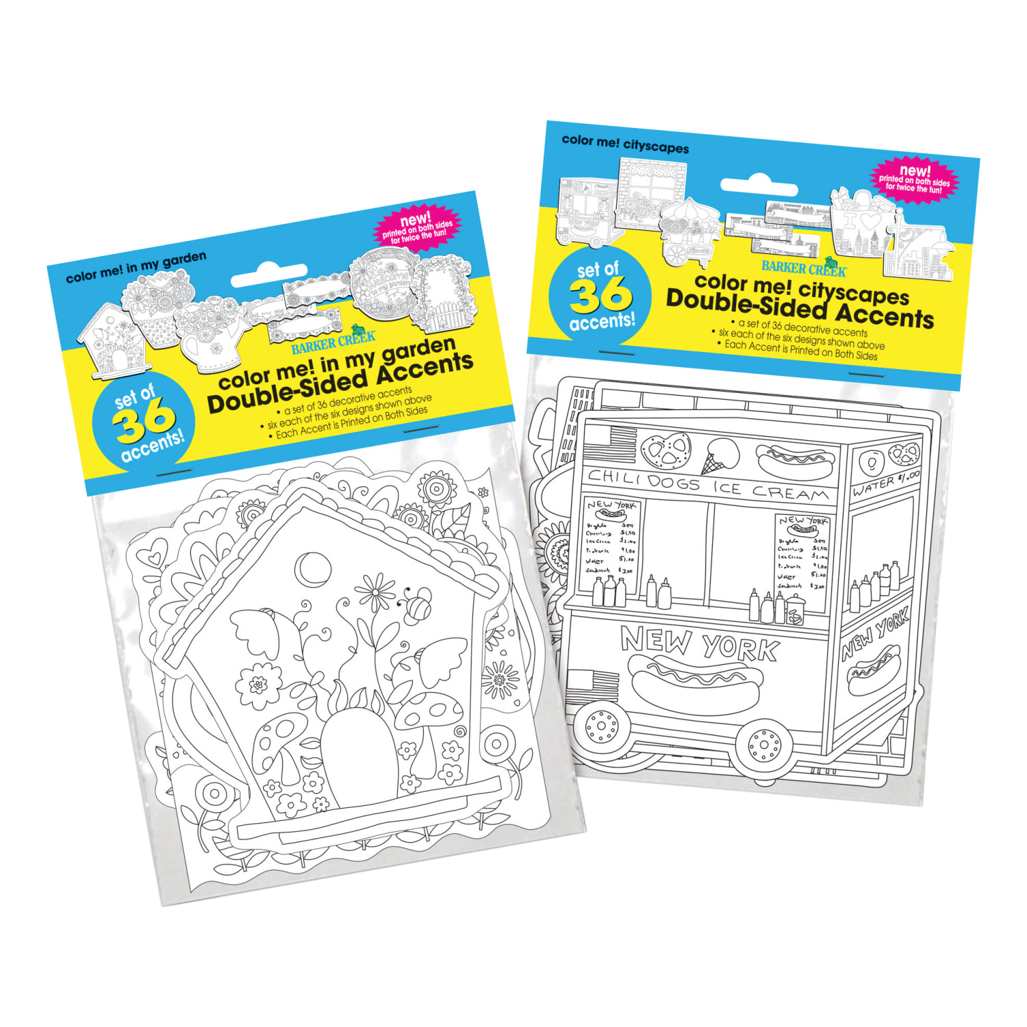 Barker Creek Color Me Double-Sided Accents, In My Garden, Cityscapes, 96/Set - Image 3