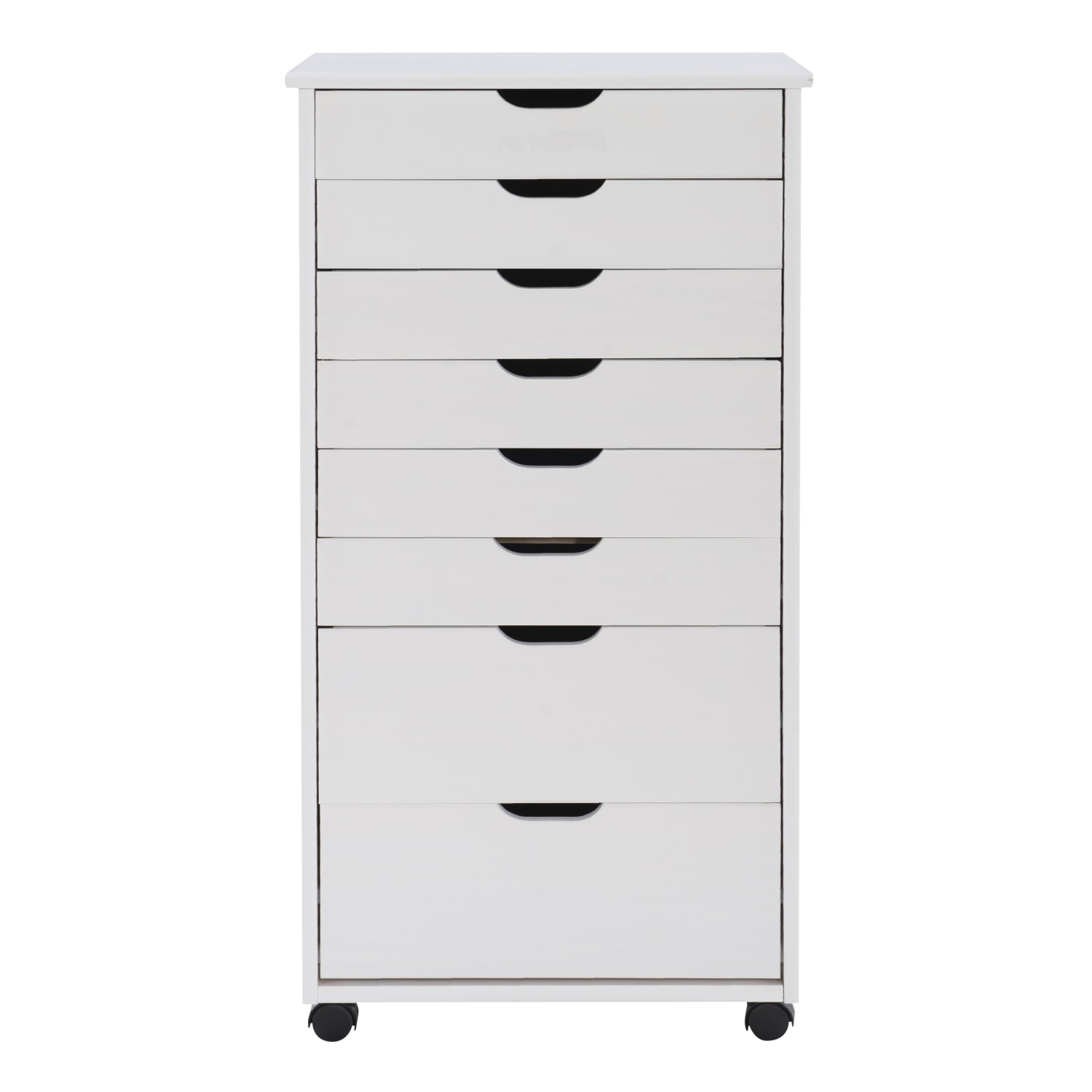 Linon Casimer 8-Drawer Rolling Home Office Storage Cart, White - Image 3