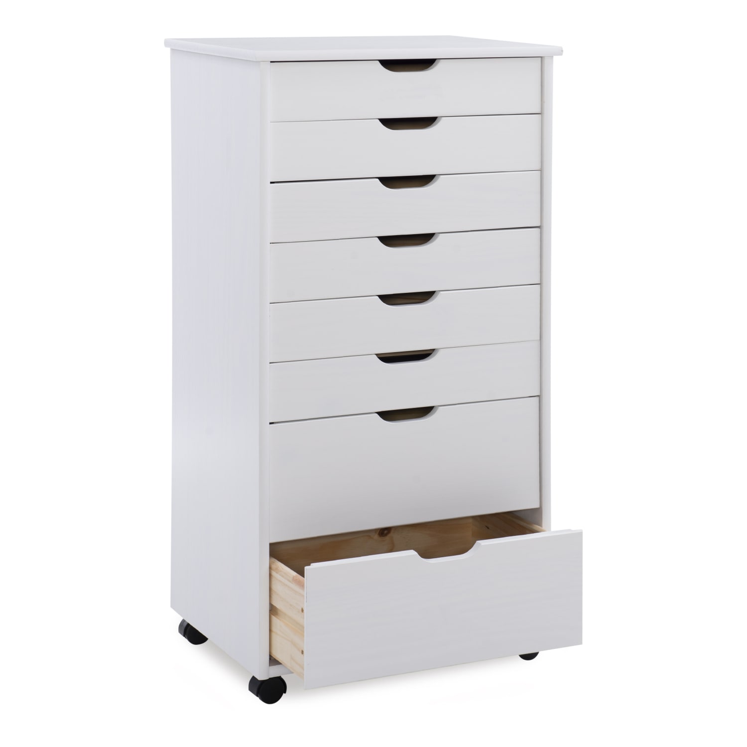Linon Casimer 8-Drawer Rolling Home Office Storage Cart, White - Image 5