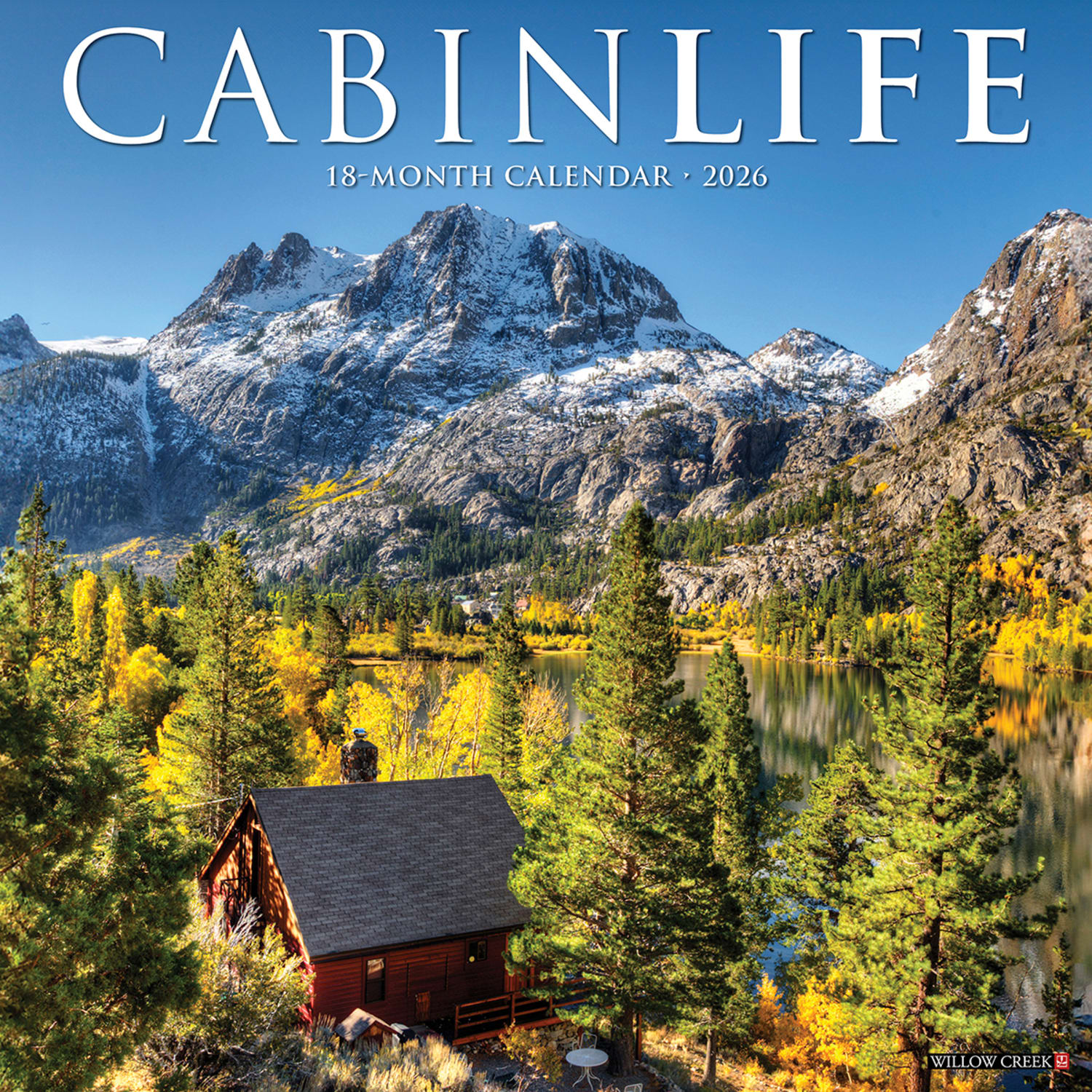 2026 Willow Creek Press Art & Design Monthly Wall Calendar, 12in x 12in, CabinLife, January To December, 50460