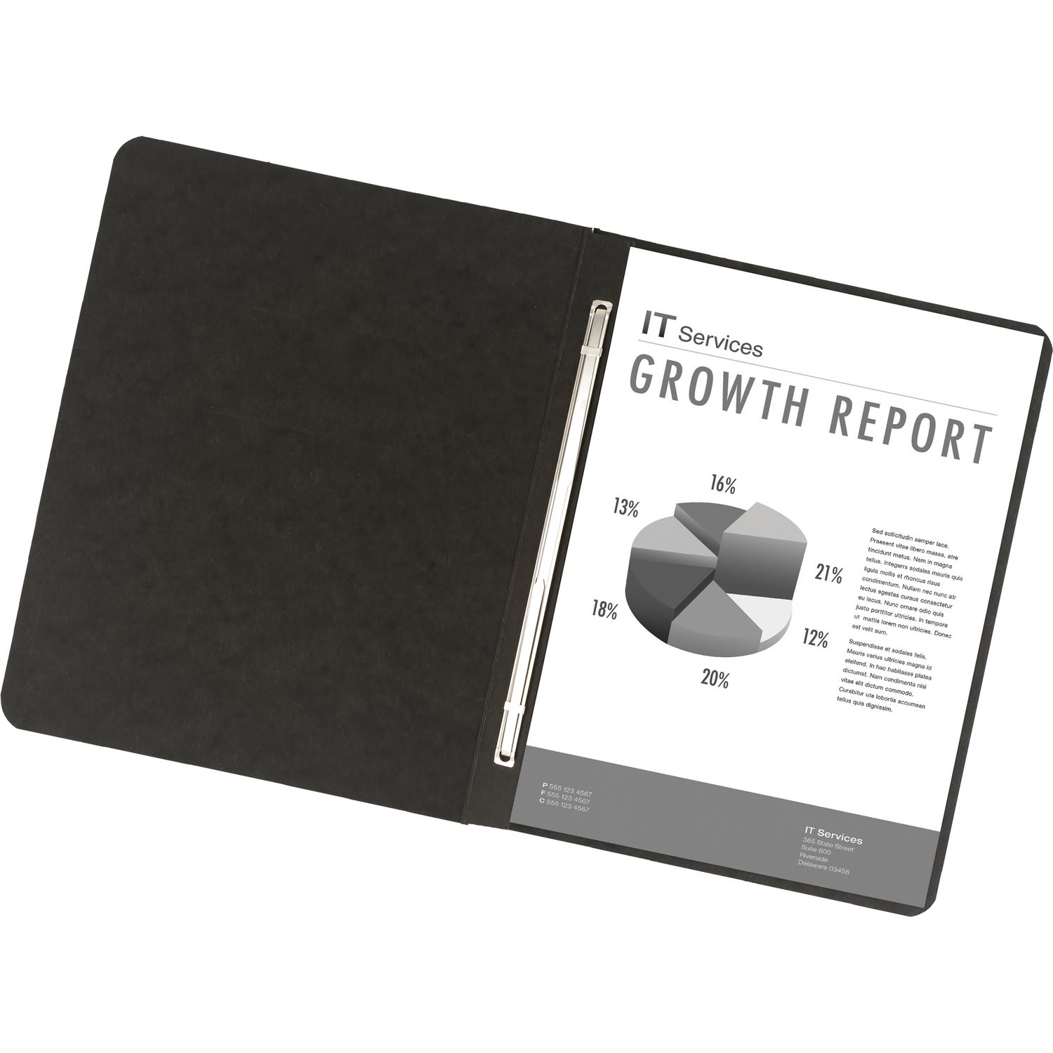 Office Depot Brand Pressboard Report Covers With Fasteners, 50% Recycled, Black, Pack Of 5 - Image 4