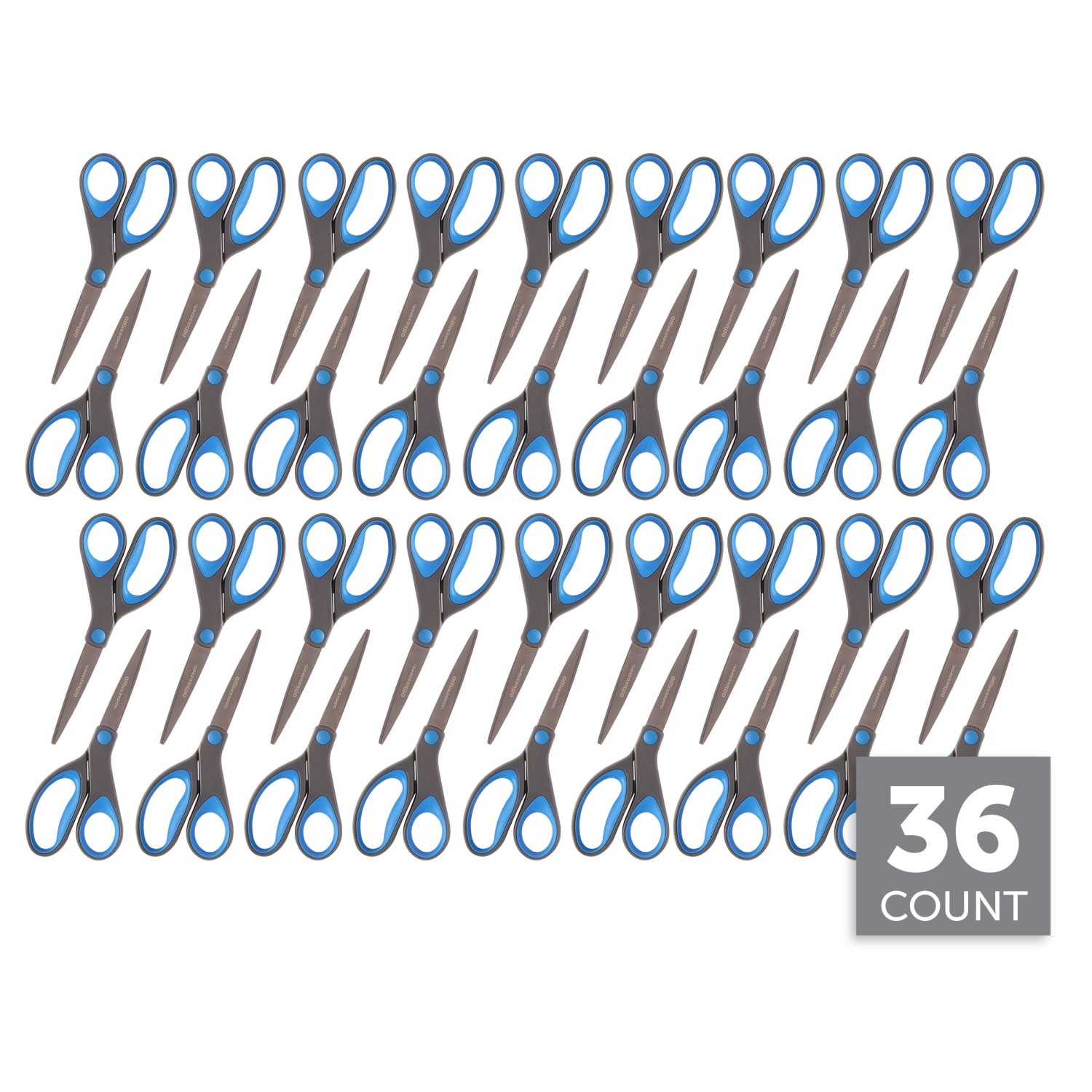Office Depot Brand Titanium Coated Scissors, 8in, Straight, Dark Gray/Blue, Pack Of 36 Scissors - Image 4