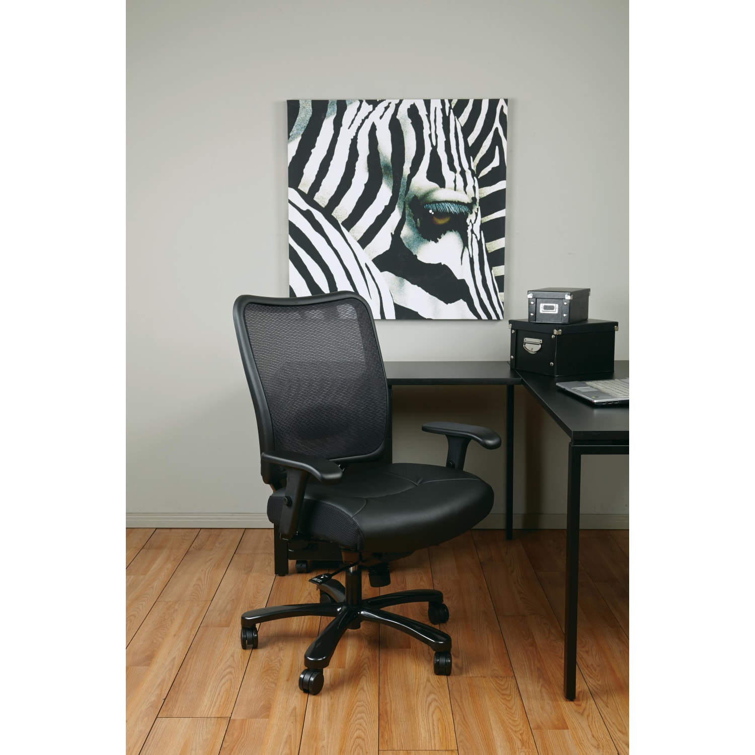 Office Star Big And Tall Fabric/Air Grid Mesh Back High-Back Chair, Black - Image 5