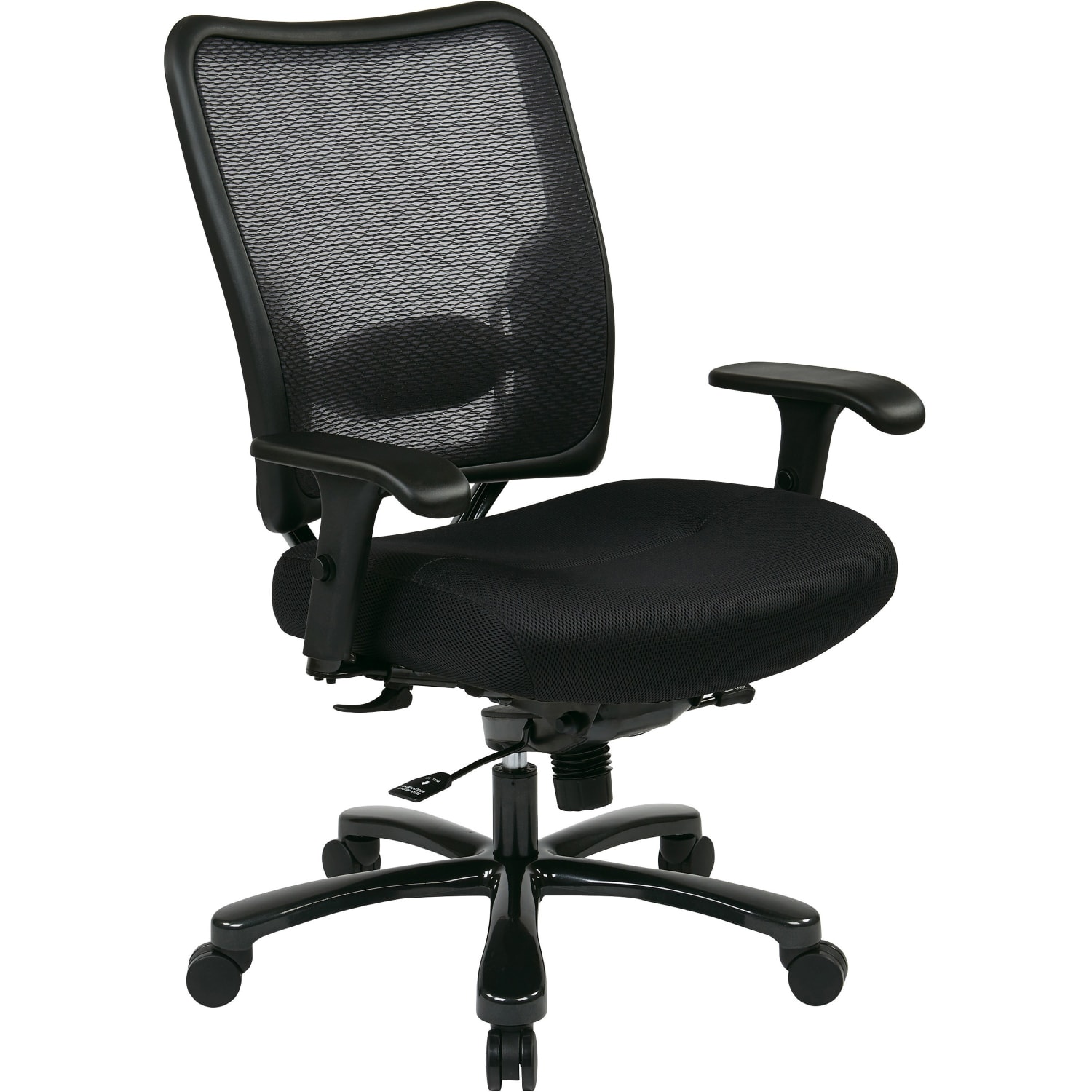 Office Star Big And Tall Fabric/Air Grid Mesh Back High-Back Chair, Black - Image 6
