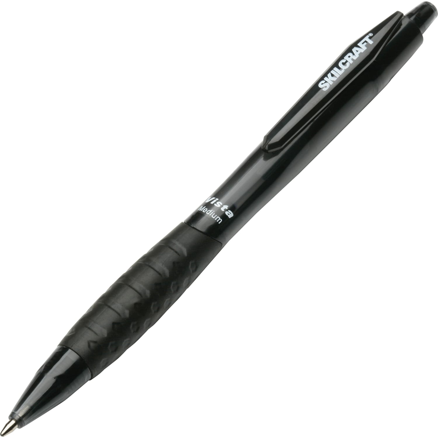 SKILCRAFT Vista Pens, Medium Point, Transparent Barrel, Black, Pack of 12 - Image 3