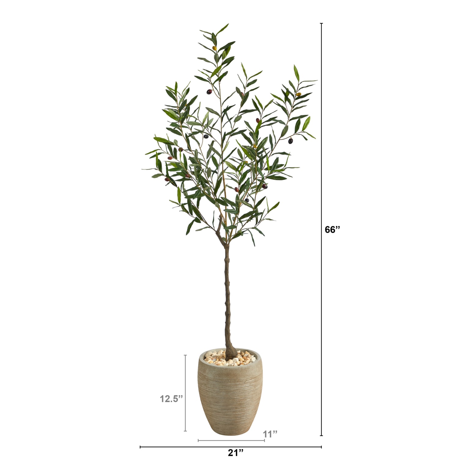 Nearly Natural Olive Tree 66inH Artificial Plant With Planter, 66inH x 21inW x 21inD, Green/Beige - Image 3