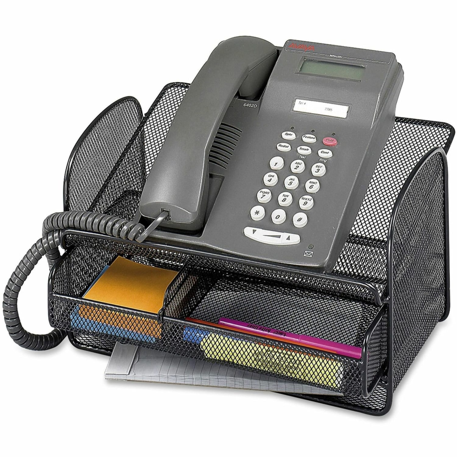 Safco Onyx Mesh Telephone Stand With Drawer, 7inH x 11 3/4inW x 9 1/4inD, Black - Image 4