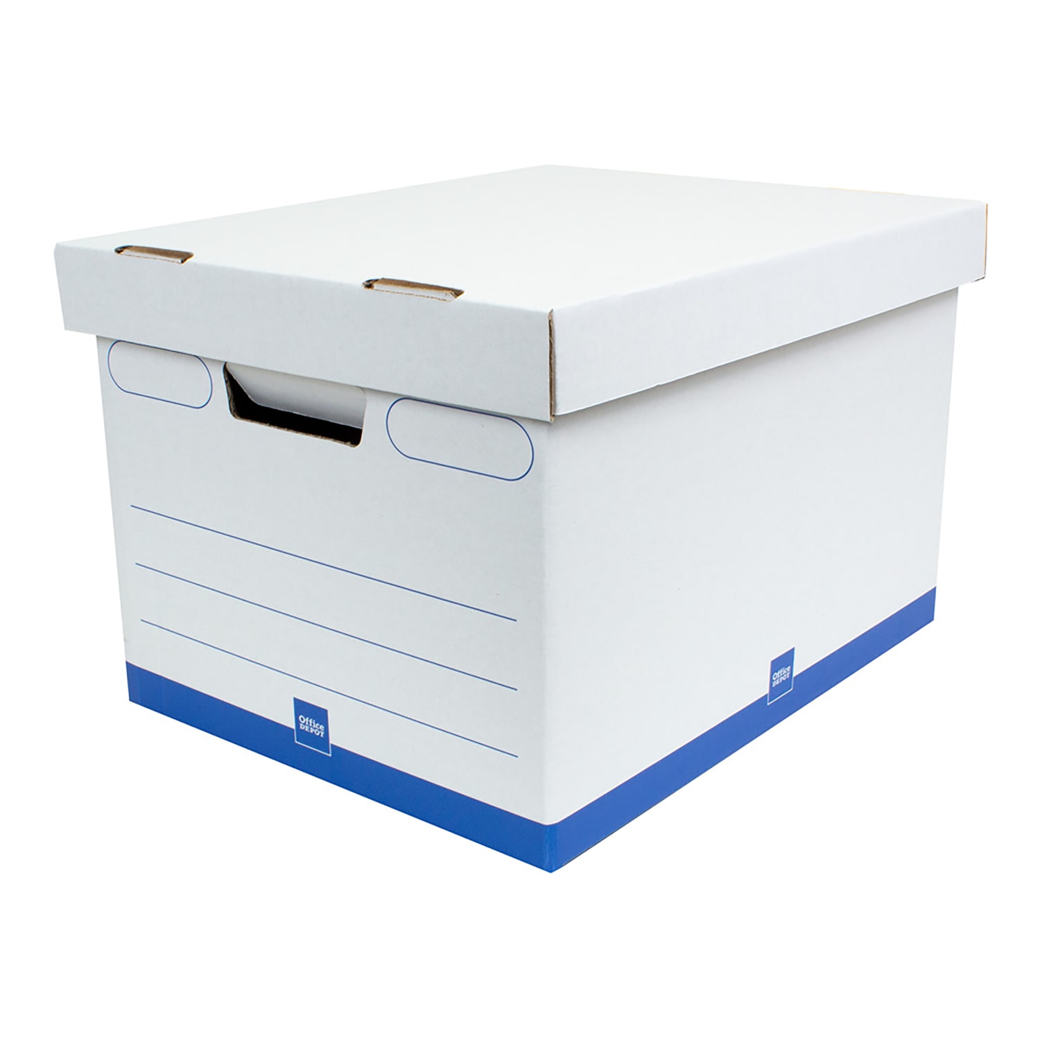 Office Depot Brand Medium-Duty Storage Boxes, Letter/Legal Size, 15in x 12in x 10in, White/Blue, Pack Of 5 - AAODMEDIUM5PK - Image 4