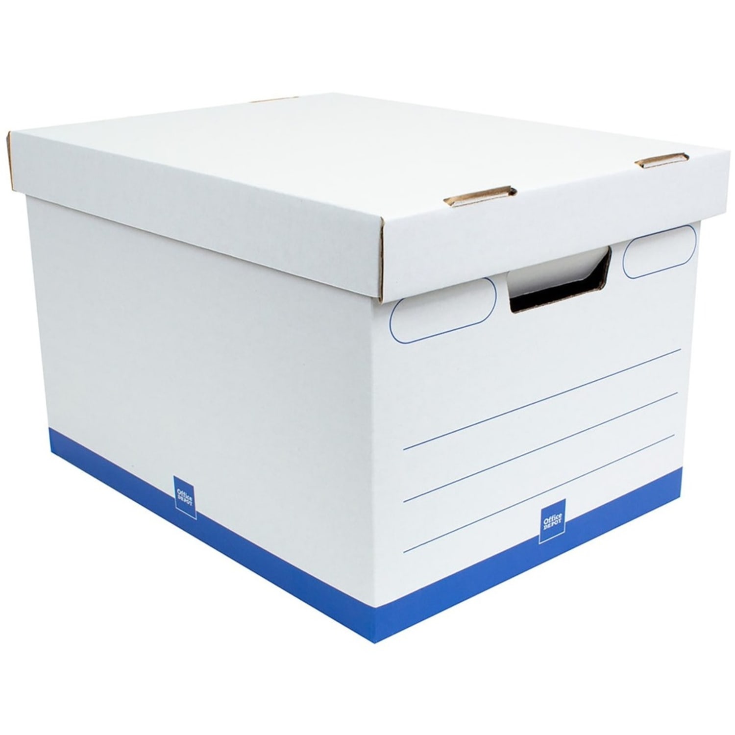 Office Depot Brand Medium-Duty Storage Boxes, Letter/Legal Size, 15in x 12in x 10in, White/Blue, Pack Of 5 - AAODMEDIUM5PK - Image 5