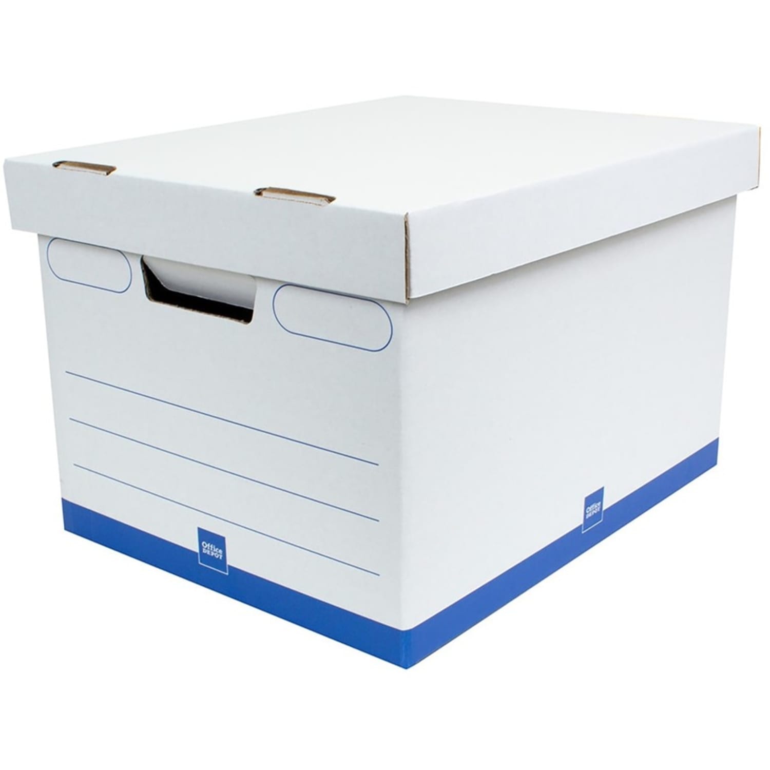 Office Depot Brand Medium-Duty Storage Boxes, Letter/Legal Size, 15in x 12in x 10in, White/Blue, Pack Of 5 - AAODMEDIUM5PK - Image 6